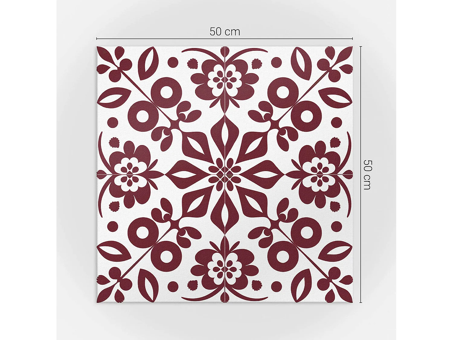 Panneaux muraux autocollants en vinyle imperméable - 4 x 50 x 50 cm - Motif floral avec des feuilles