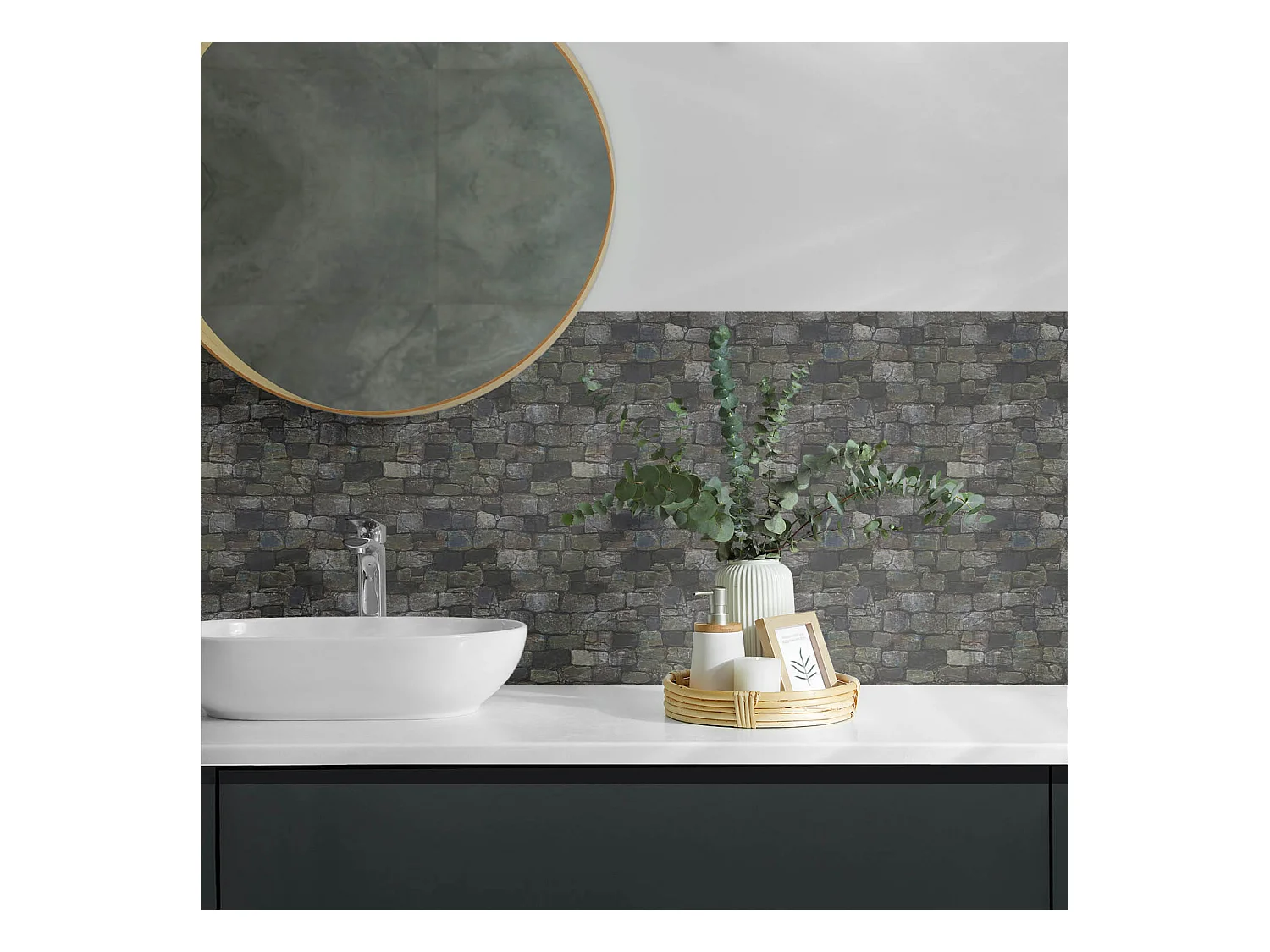 Wandpaneel selbstklebend, Wandverkleidung innen - 100x50 cm - Textur der Steinmauer