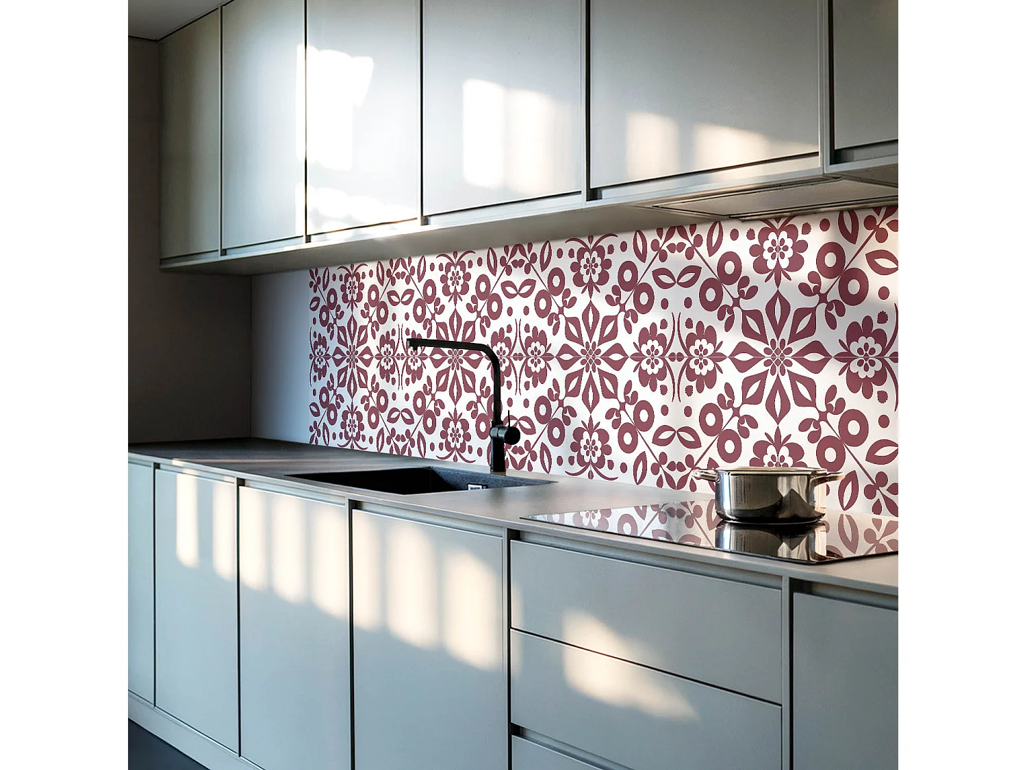 Panneaux muraux autocollants en vinyle imperméable - 100x50 cm - Motif floral avec des feuilles