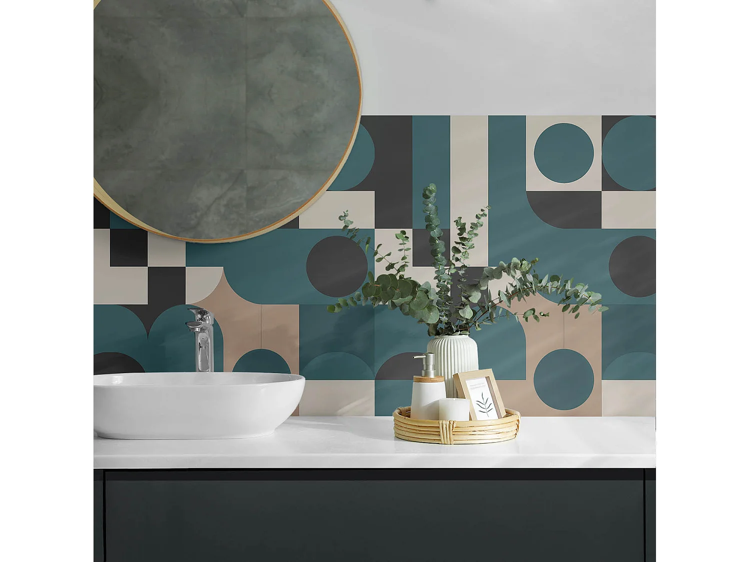 PVC wandpaneel, Vinyl wandverkleidung selbstklebend- 120x60 cm - Abstrakte Formen und Gestalten