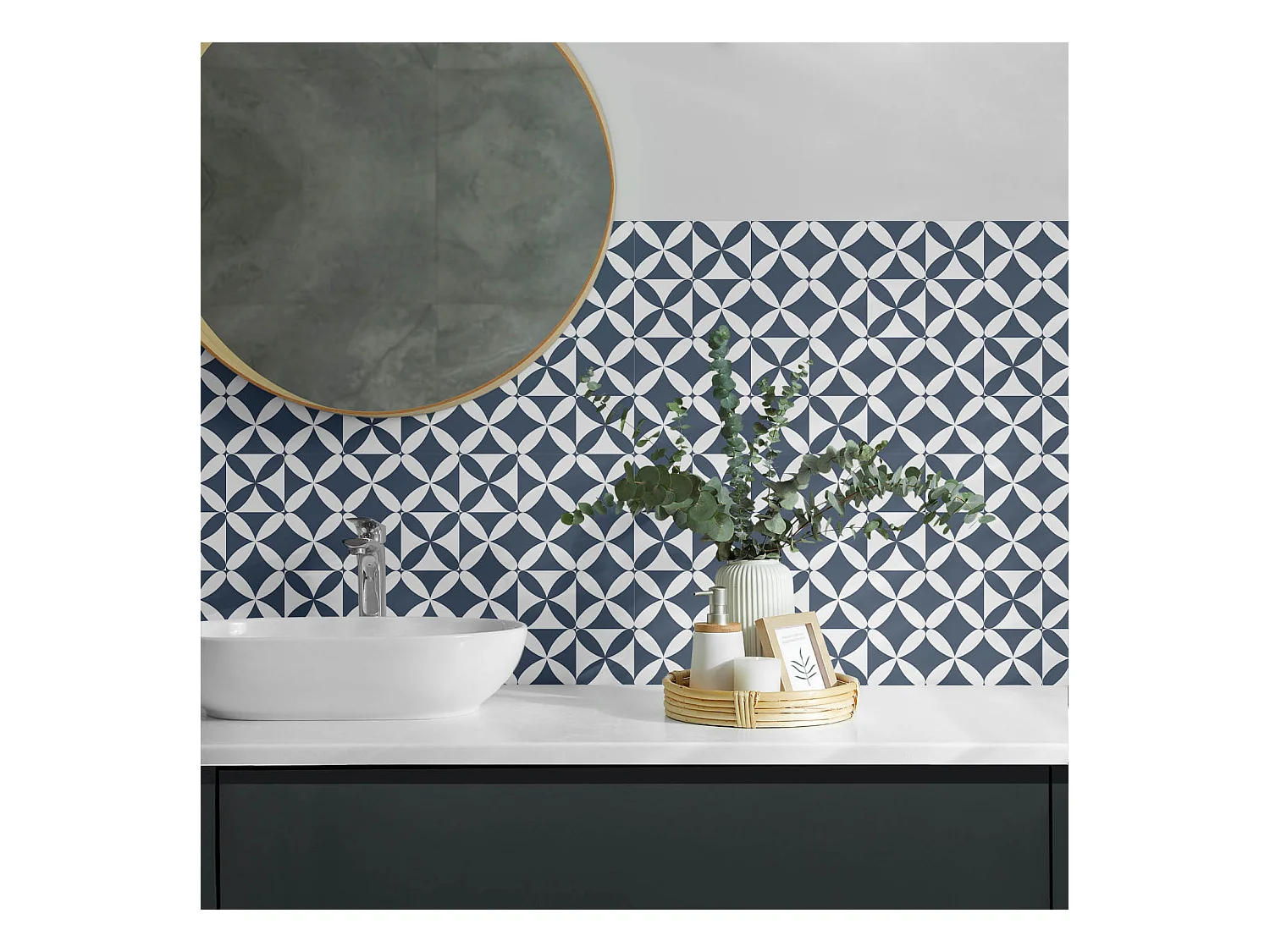 Wandpaneel selbstklebend, Wandverkleidung innen - 6x60x30 cm - Geometrisches Blumenmuster