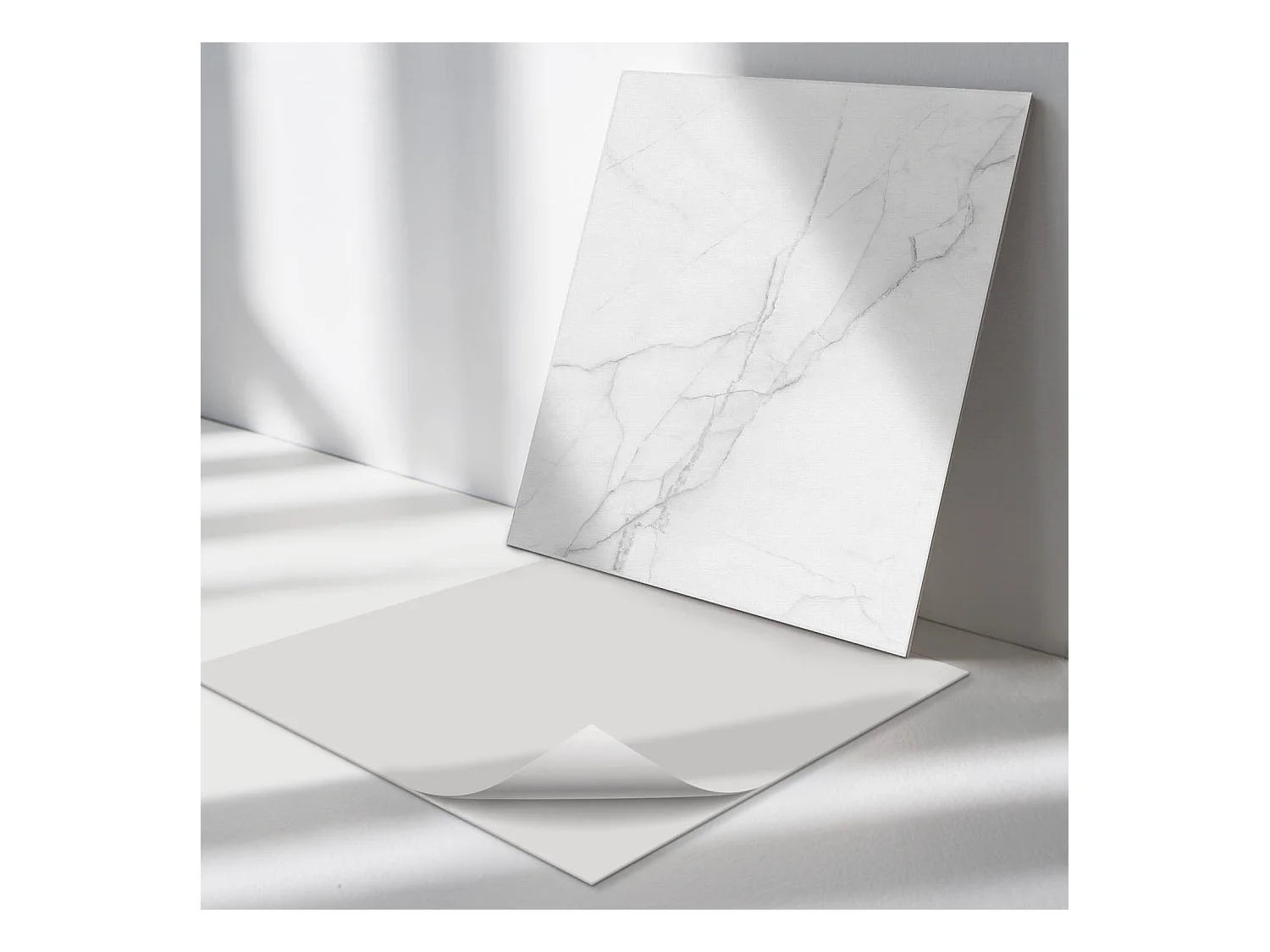 Panneaux muraux autocollants en vinyle imperméable - 4 x 50 x 50 cm - Modèle de marbre élégant