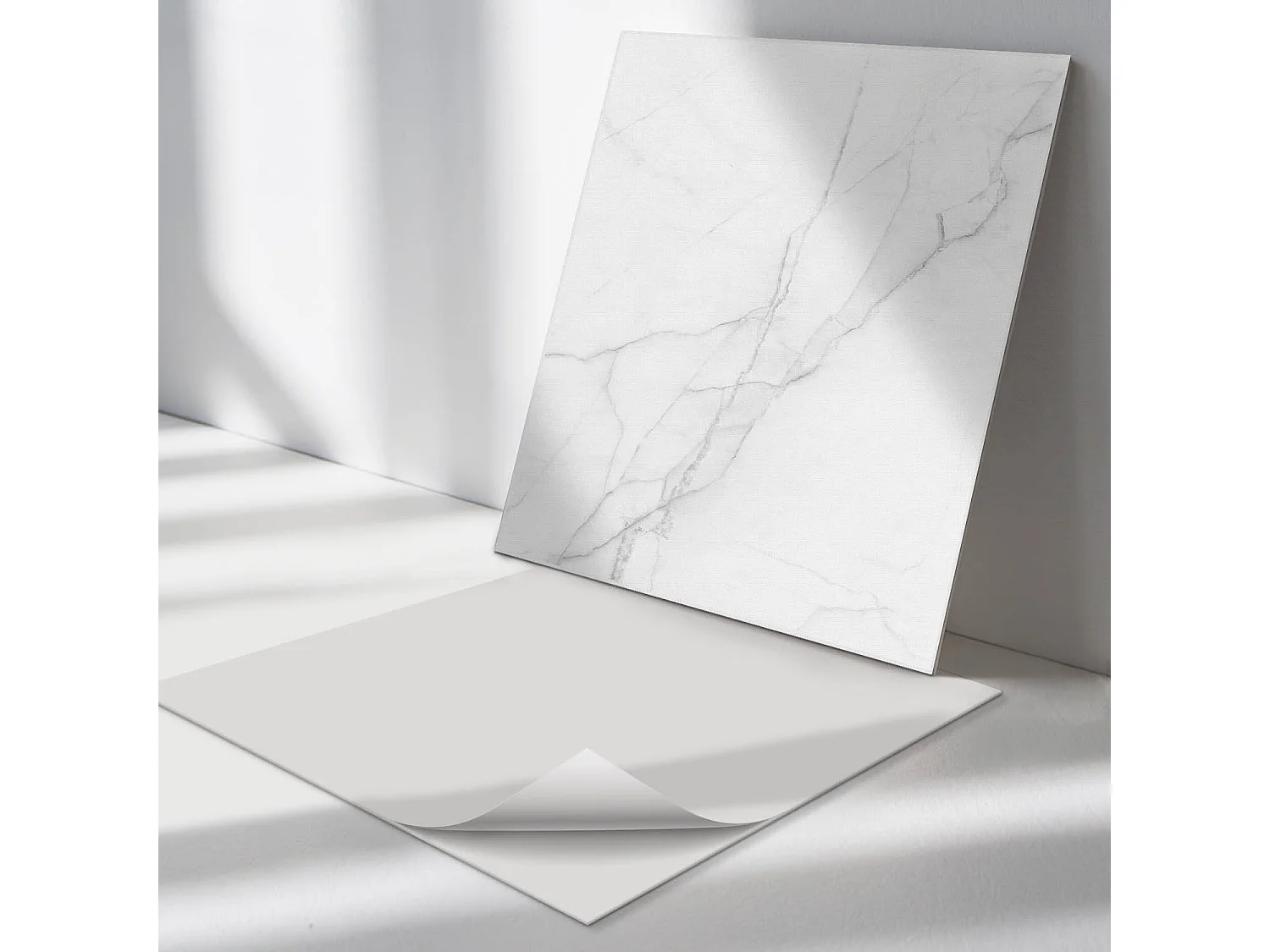 Panneaux muraux autocollants en vinyle imperméable - 4 x 50 x 50 cm - Modèle de marbre élégant