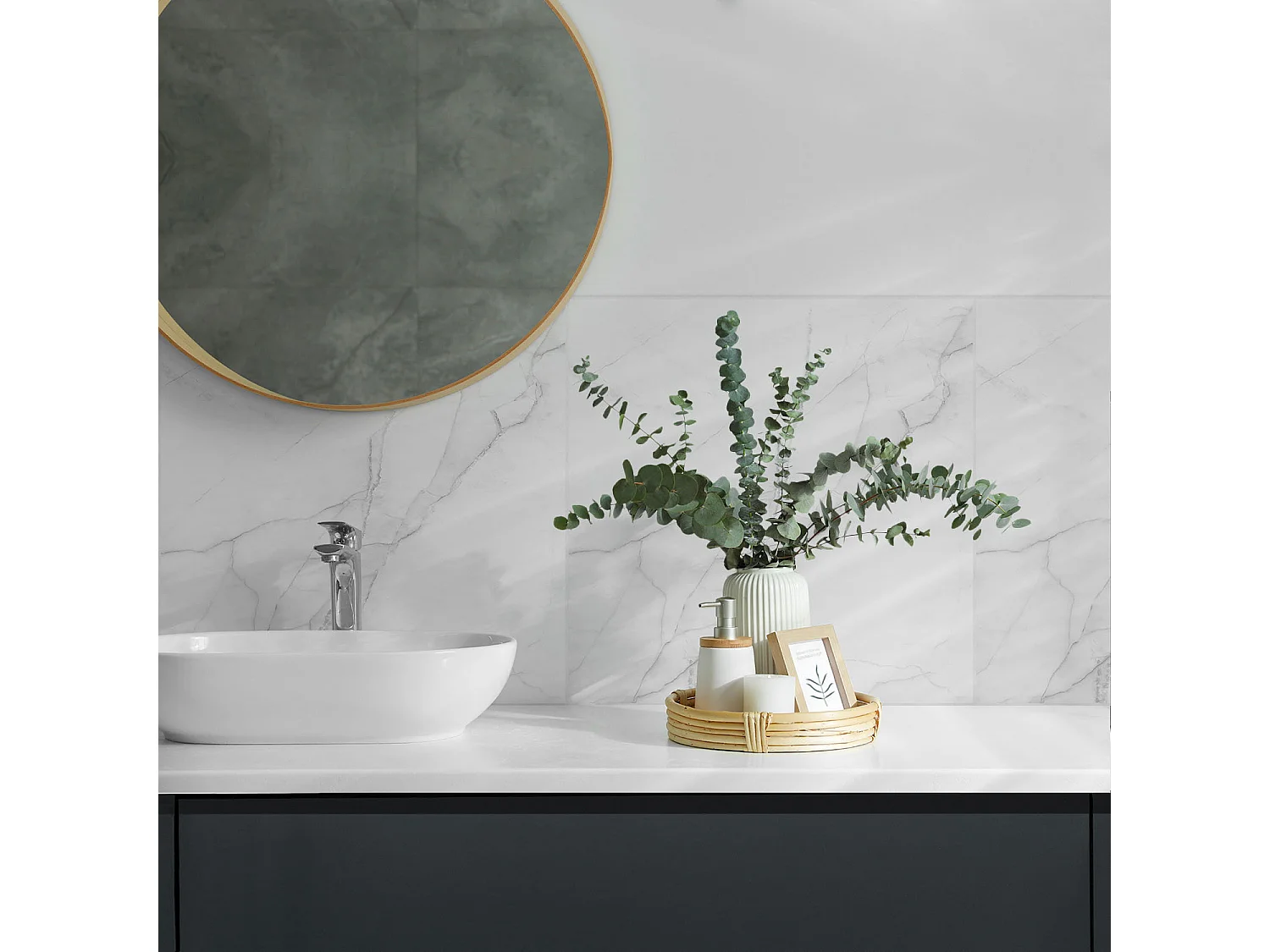 Panneaux muraux autocollants en vinyle imperméable - 4 x 50 x 50 cm - Modèle de marbre élégant