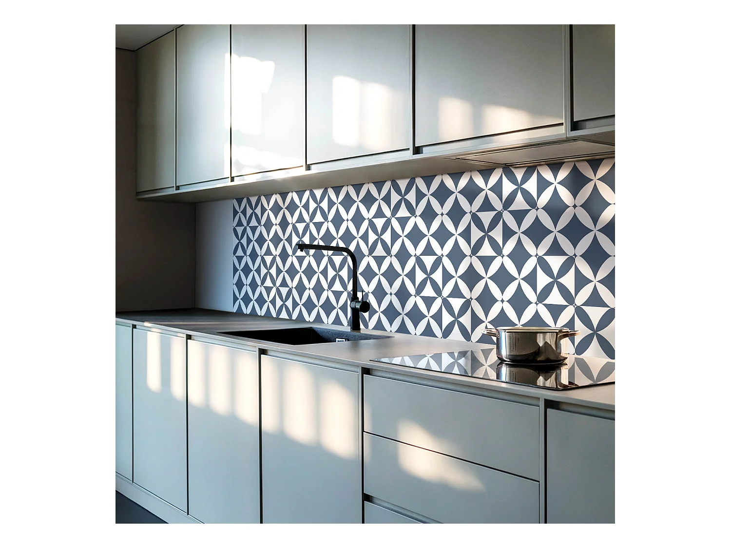 Wandpaneel selbstklebend, Wandverkleidung innen - 100x50 cm - Geometrisches Blumenmuster