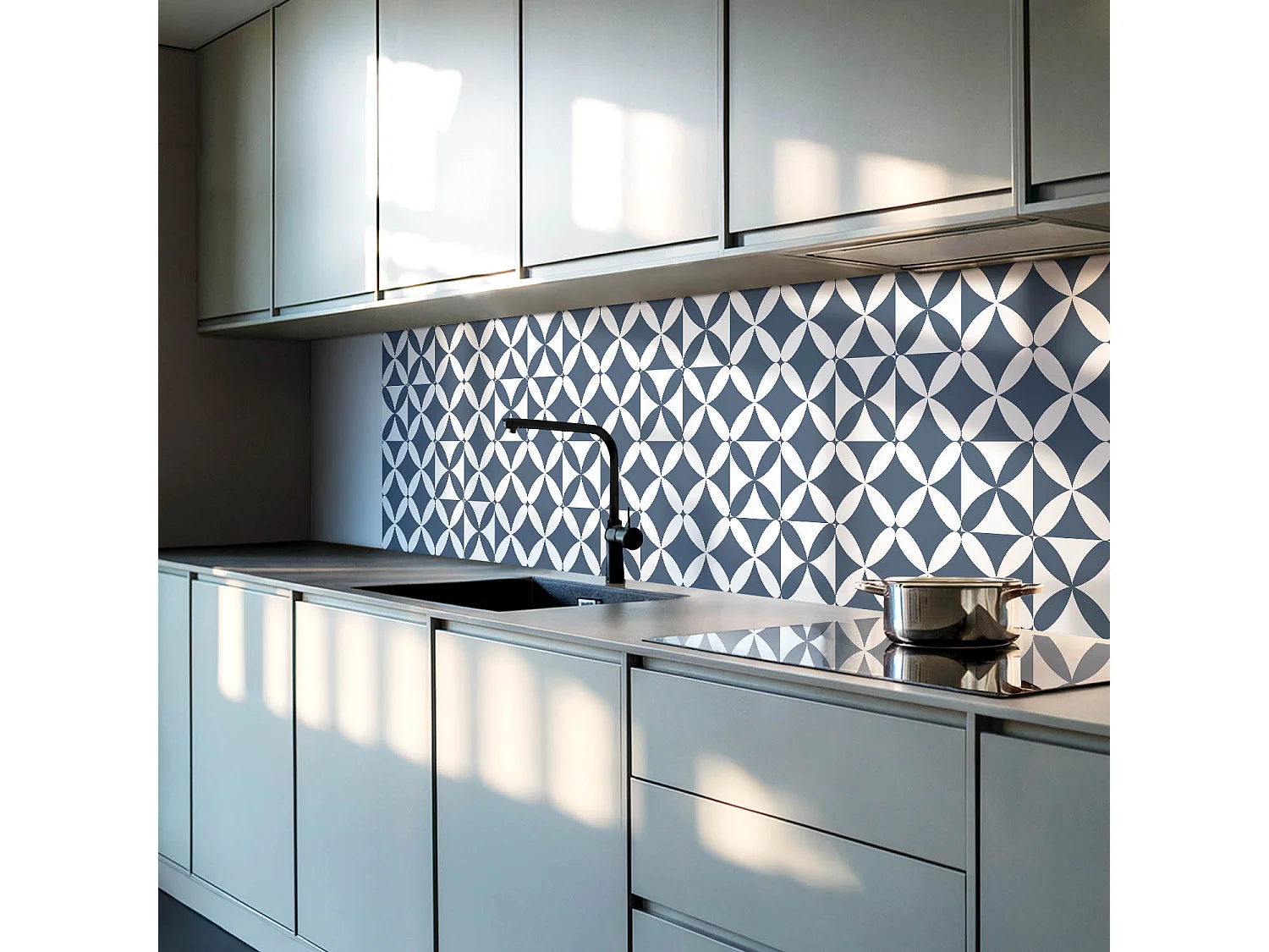 Wandpaneel selbstklebend, Wandverkleidung innen - 100x50 cm - Geometrisches Blumenmuster