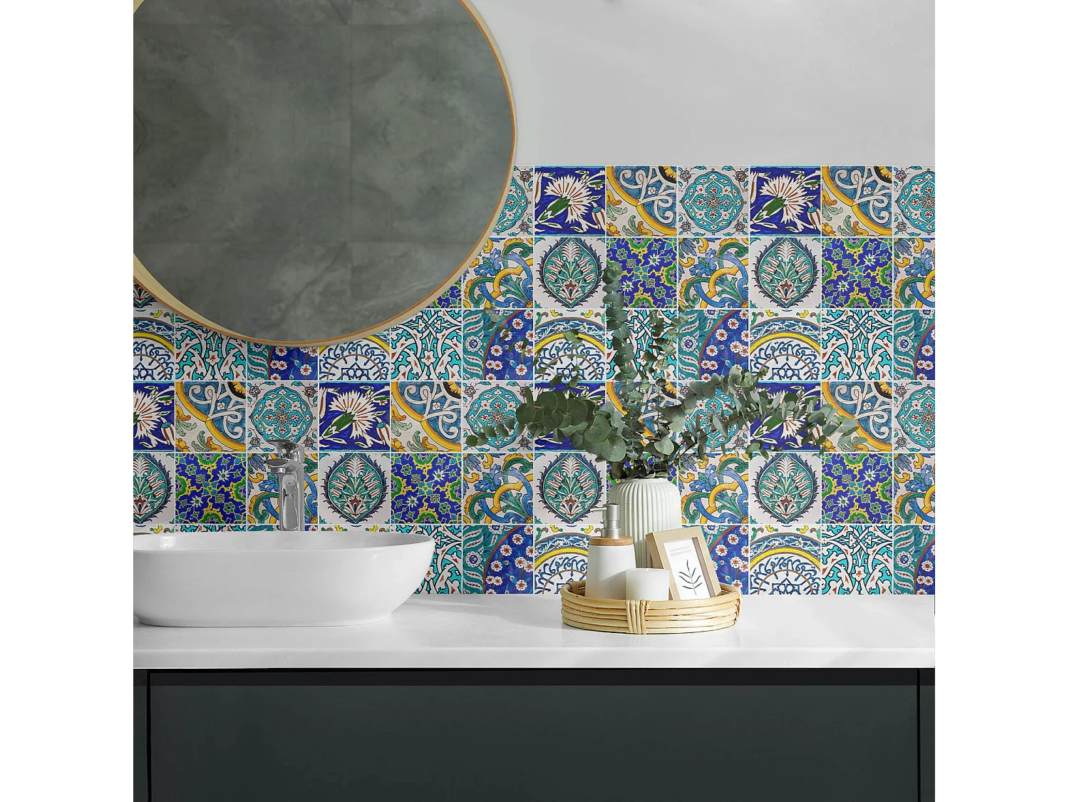 Wandpaneel selbstklebend, Wandverkleidung innen - 6x60x30 cm - Keramikmuster im Mosaik