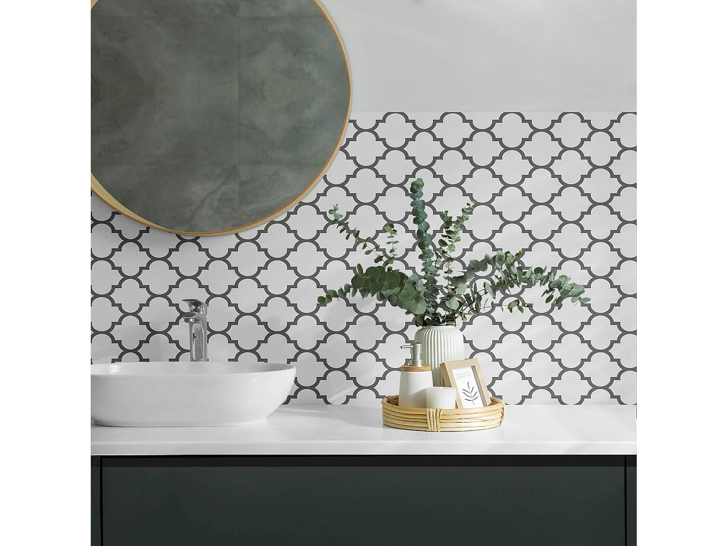 PVC wandpaneel, Vinyl wandverkleidung selbstklebend- 120x60 cm - Muster mit symmetrischen Formen