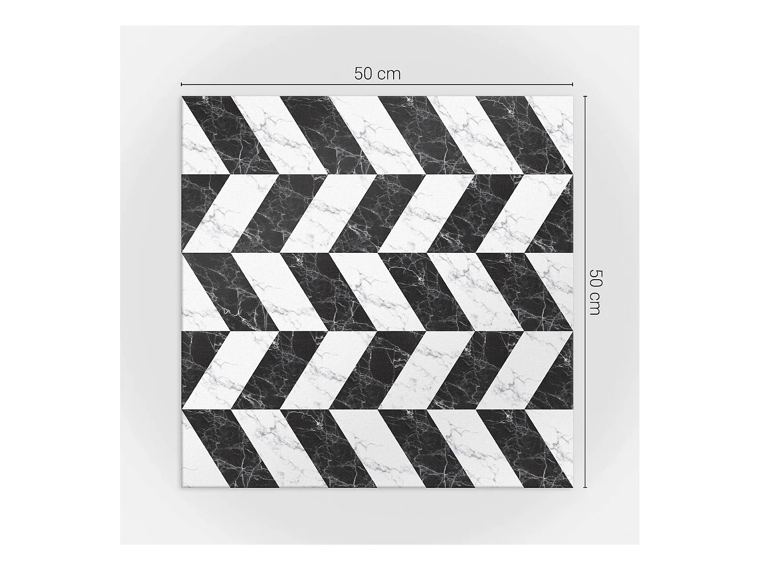 Wandpaneel selbstklebend, Wandverkleidung innen - 4 x 50 x 50 cm - Marmor-Fischgrätenmuster