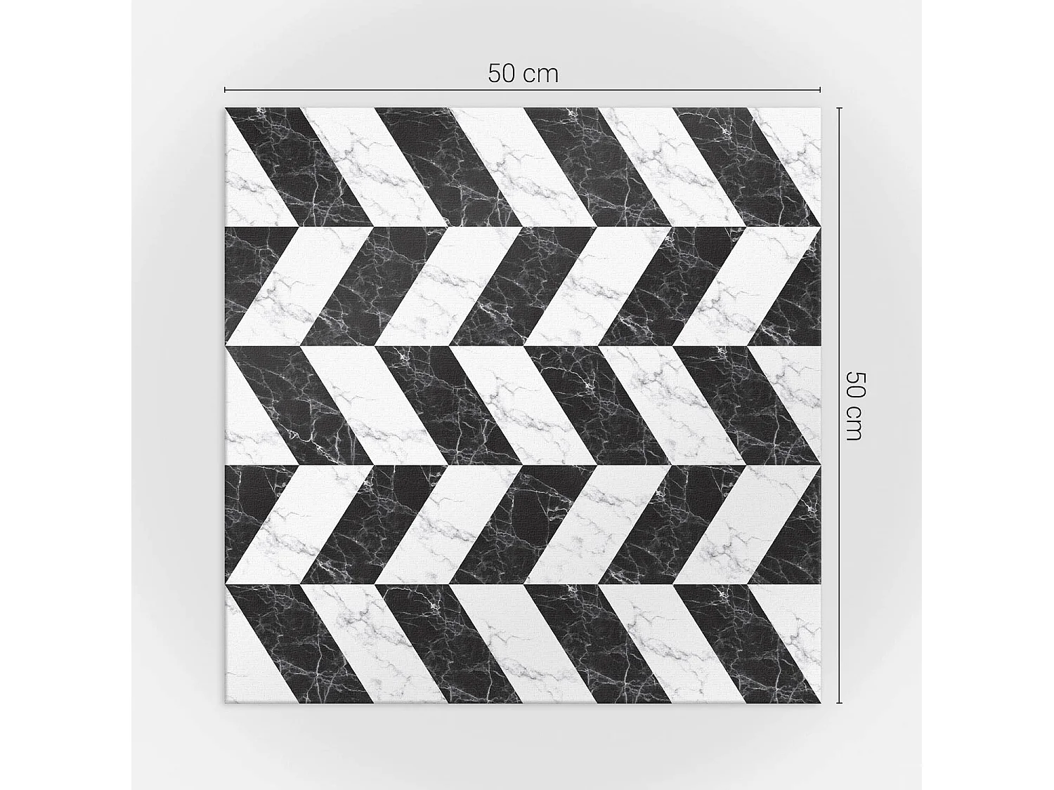 Wandpaneel selbstklebend, Wandverkleidung innen - 4 x 50 x 50 cm - Marmor-Fischgrätenmuster
