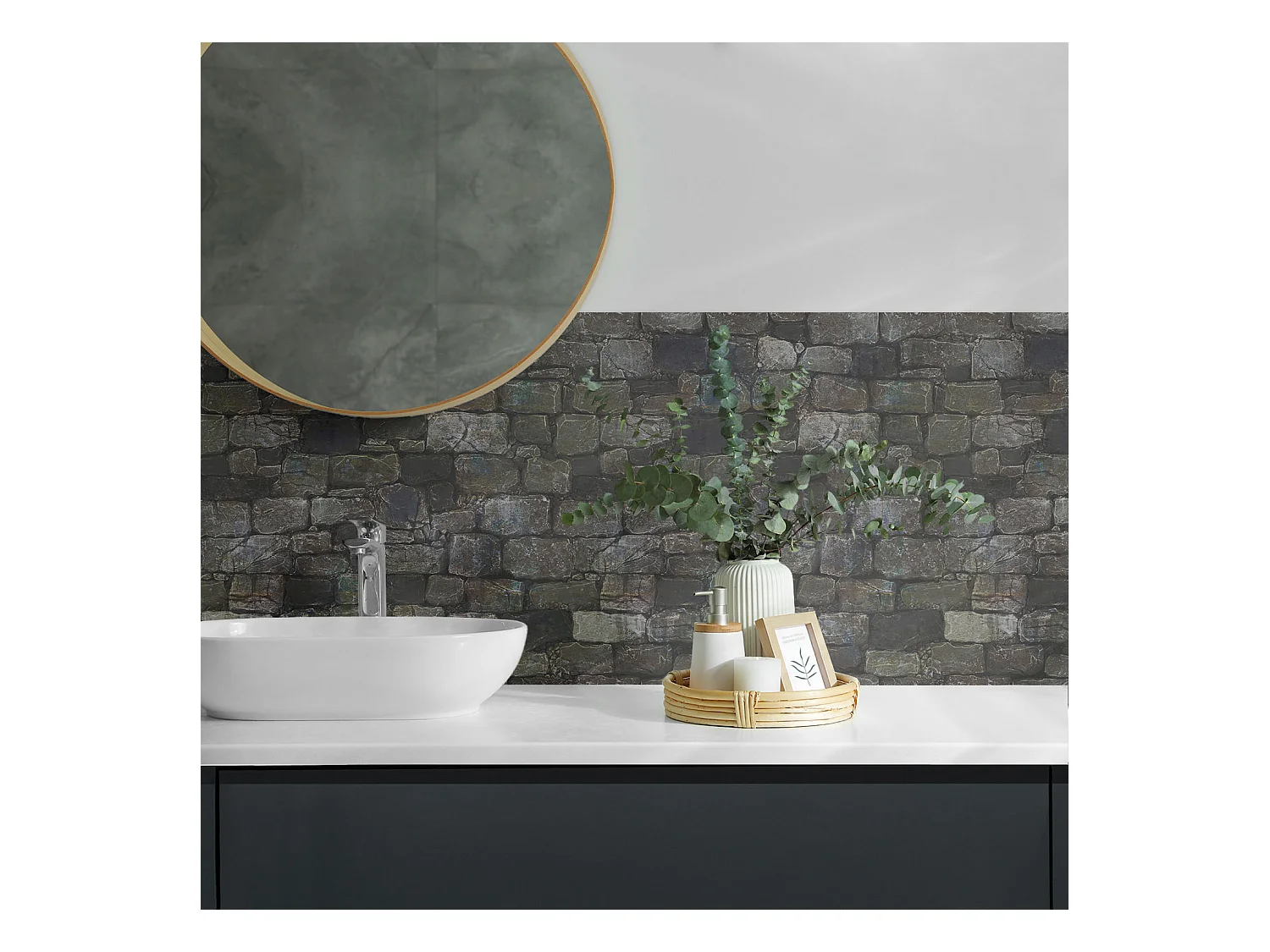 Zelfklevende wandbekleding, PVC wandpaneel, Vinyl wandbekleding - 4 x 50 x 50 cm - Stenen muur textuur