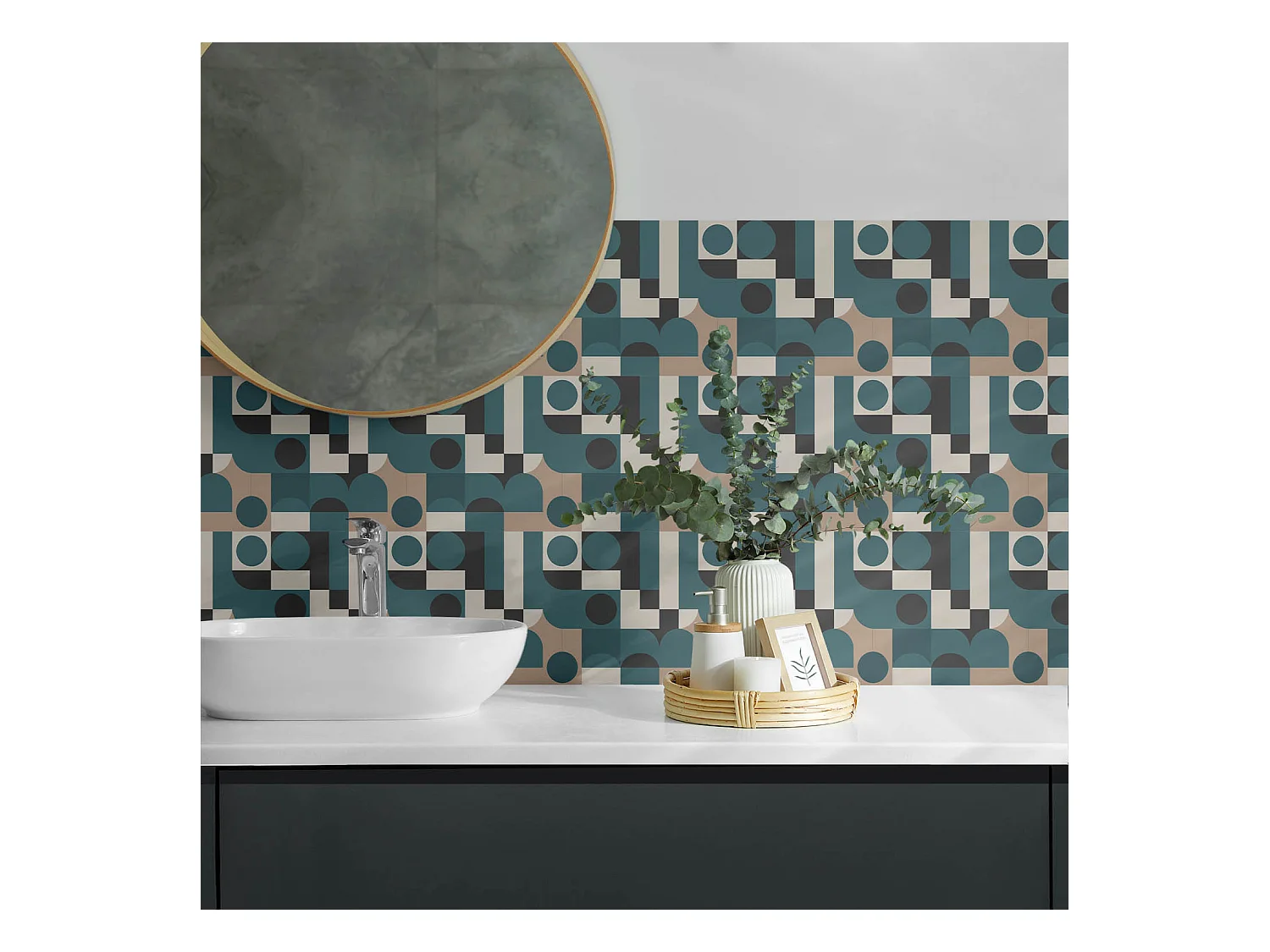 Wandpaneel selbstklebend, Wandverkleidung innen - 10x40x20 cm - Abstrakte Formen und Gestalten