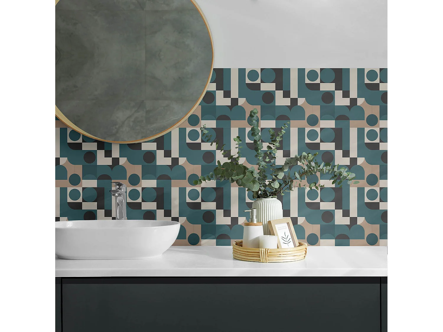 Panneaux muraux autocollants en vinyle imperméable - 10x40x20 cm - Formes et formes abstraites