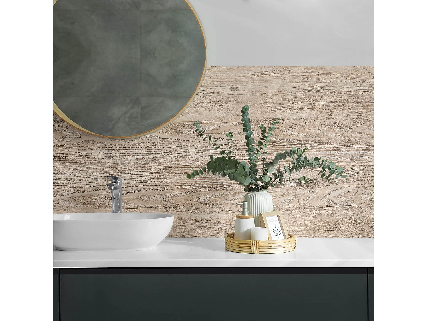 PVC wandpaneel, Vinyl wandverkleidung selbstklebend- 120x60 cm - Natürliche Holzstruktur