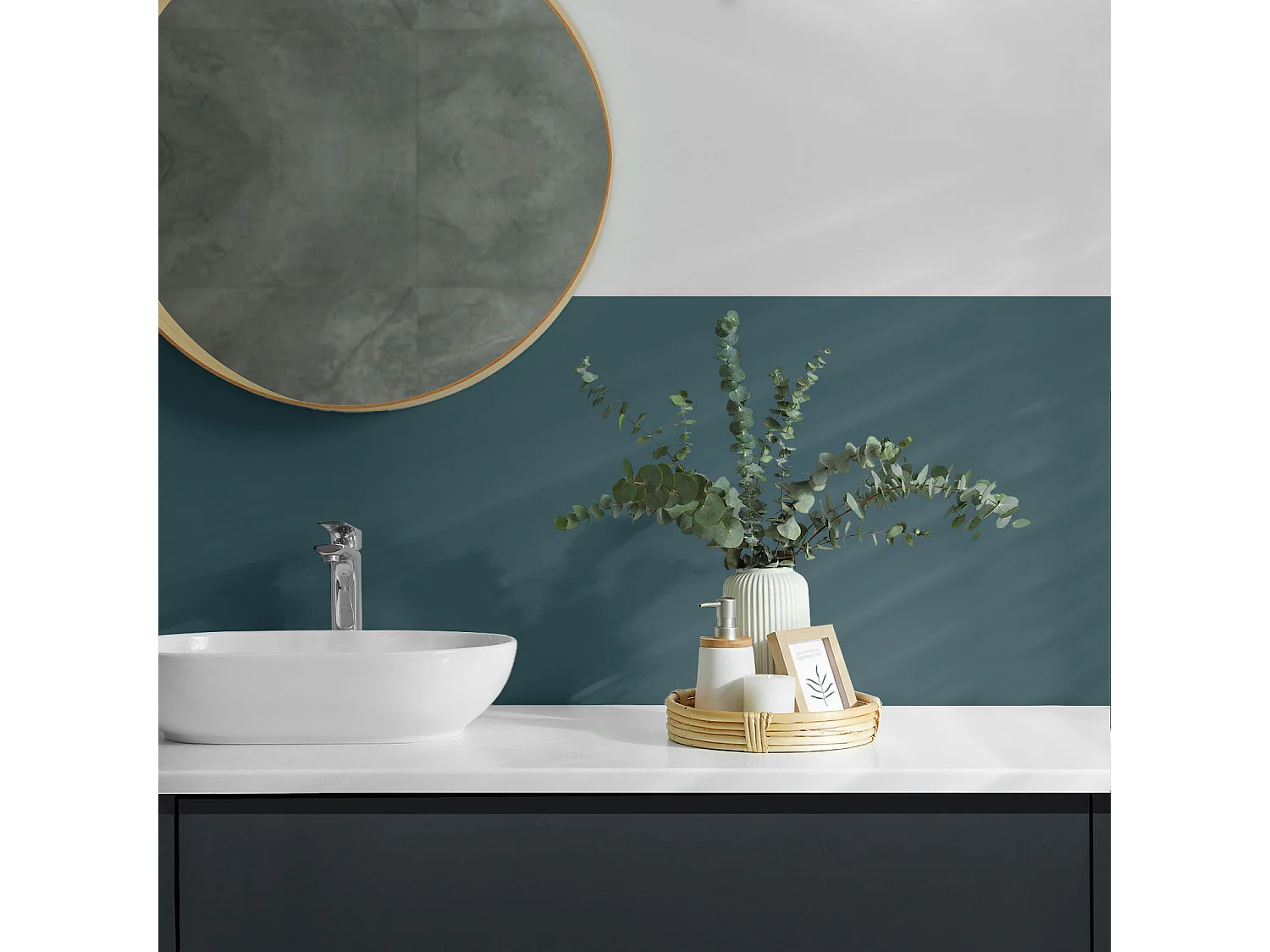 Panneaux muraux autocollants en vinyle imperméable - 4 x 50 x 50 cm - Couleur Sarcelle foncé