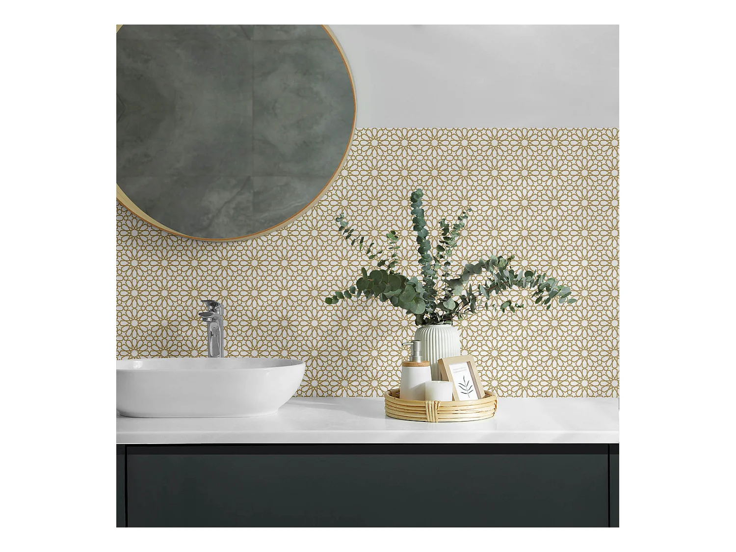 Wandpaneel selbstklebend, Wandverkleidung innen - 10x40x20 cm - Geometrisches Muster mit Sternen