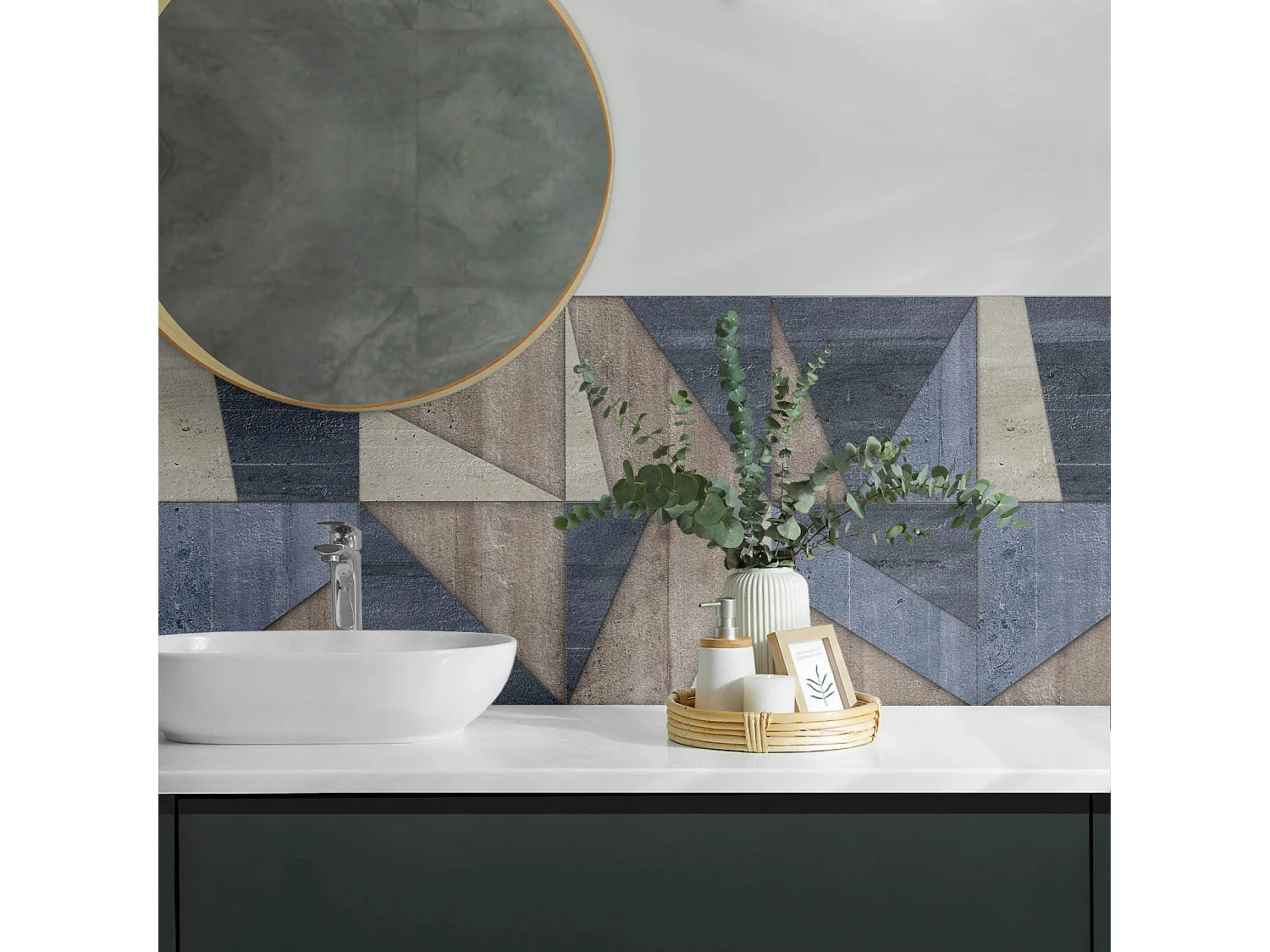 Wandpaneel selbstklebend, Wandverkleidung innen - 100x50 cm - Abstraktes geometrisches Muster