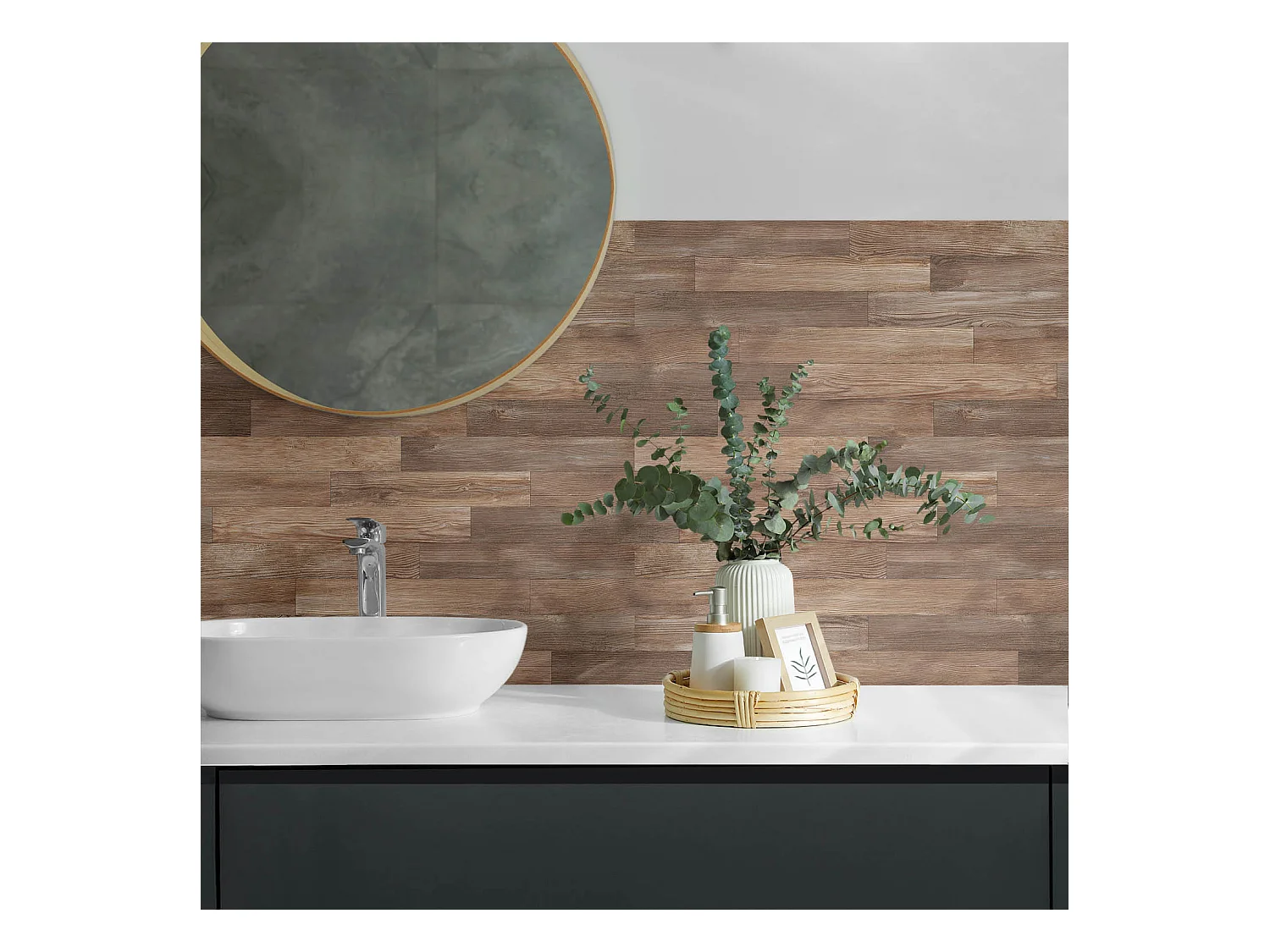 PVC wandpaneel, Vinyl wandverkleidung selbstklebend- 120x60 cm - Dielenmuster