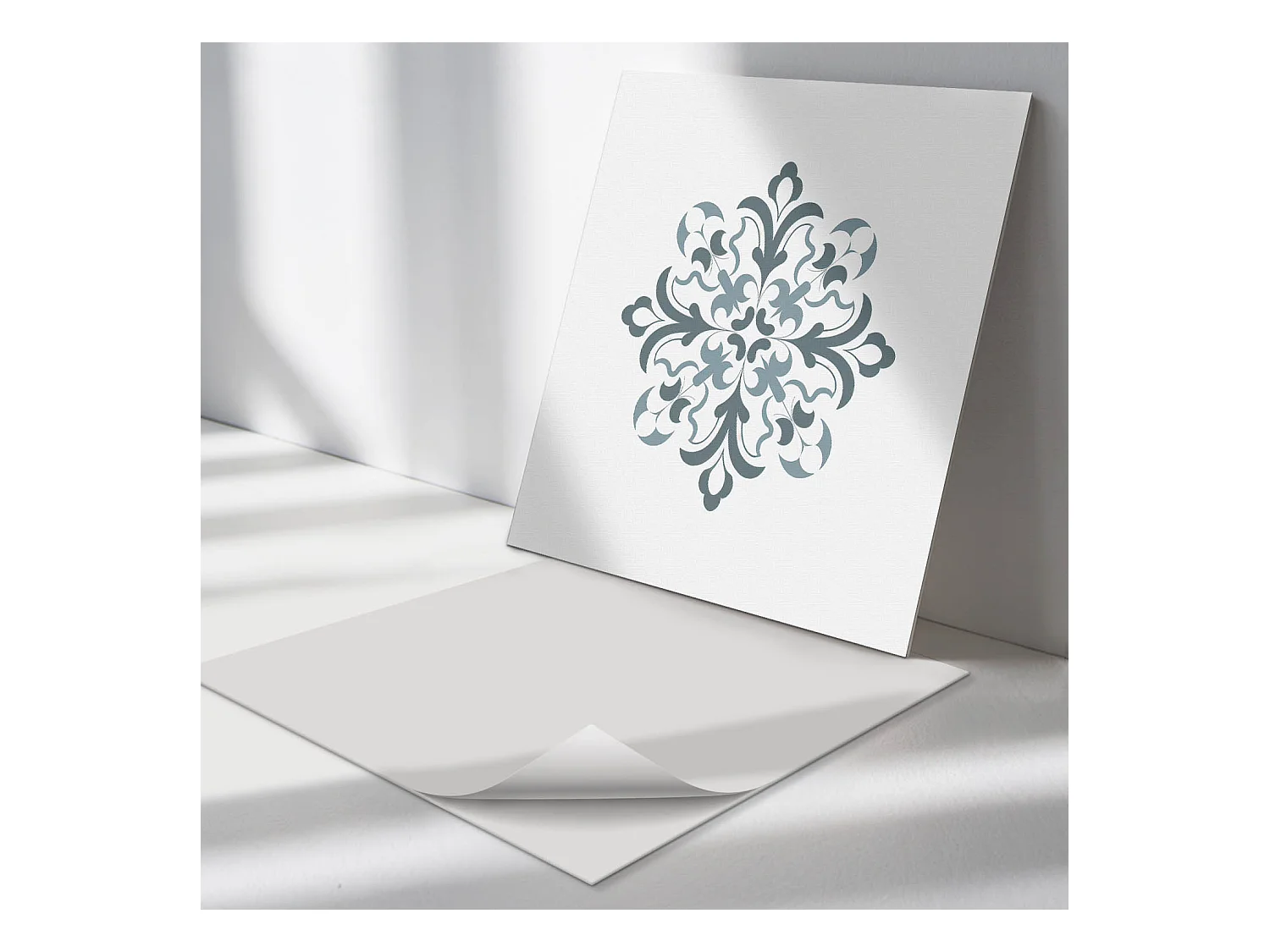 Wandpaneel selbstklebend, Wandverkleidung innen - 4 x 50 x 50 cm - Blumenmuster in Symmetrie