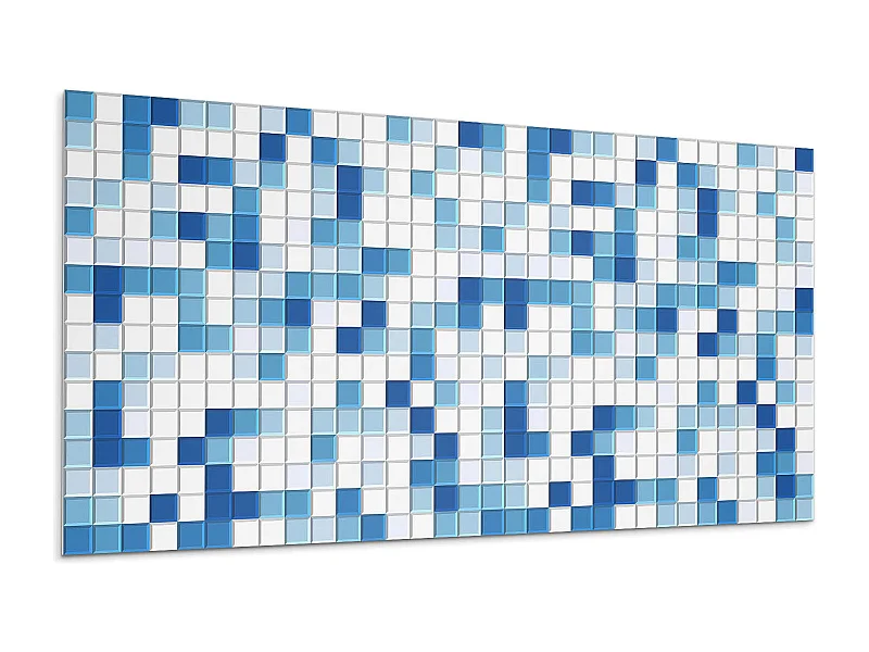 Panneaux muraux autocollants en vinyle imperméable - 6x60x30 cm - Mosaïque dans les tons de bleu