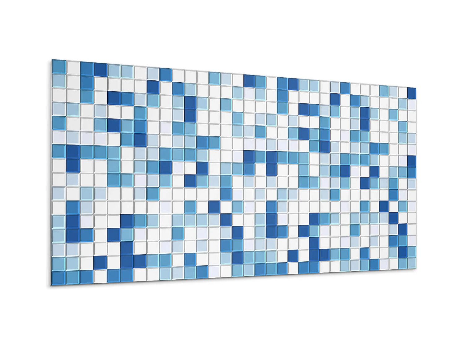 Panneaux muraux autocollants en vinyle imperméable - 6x60x30 cm - Mosaïque dans les tons de bleu
