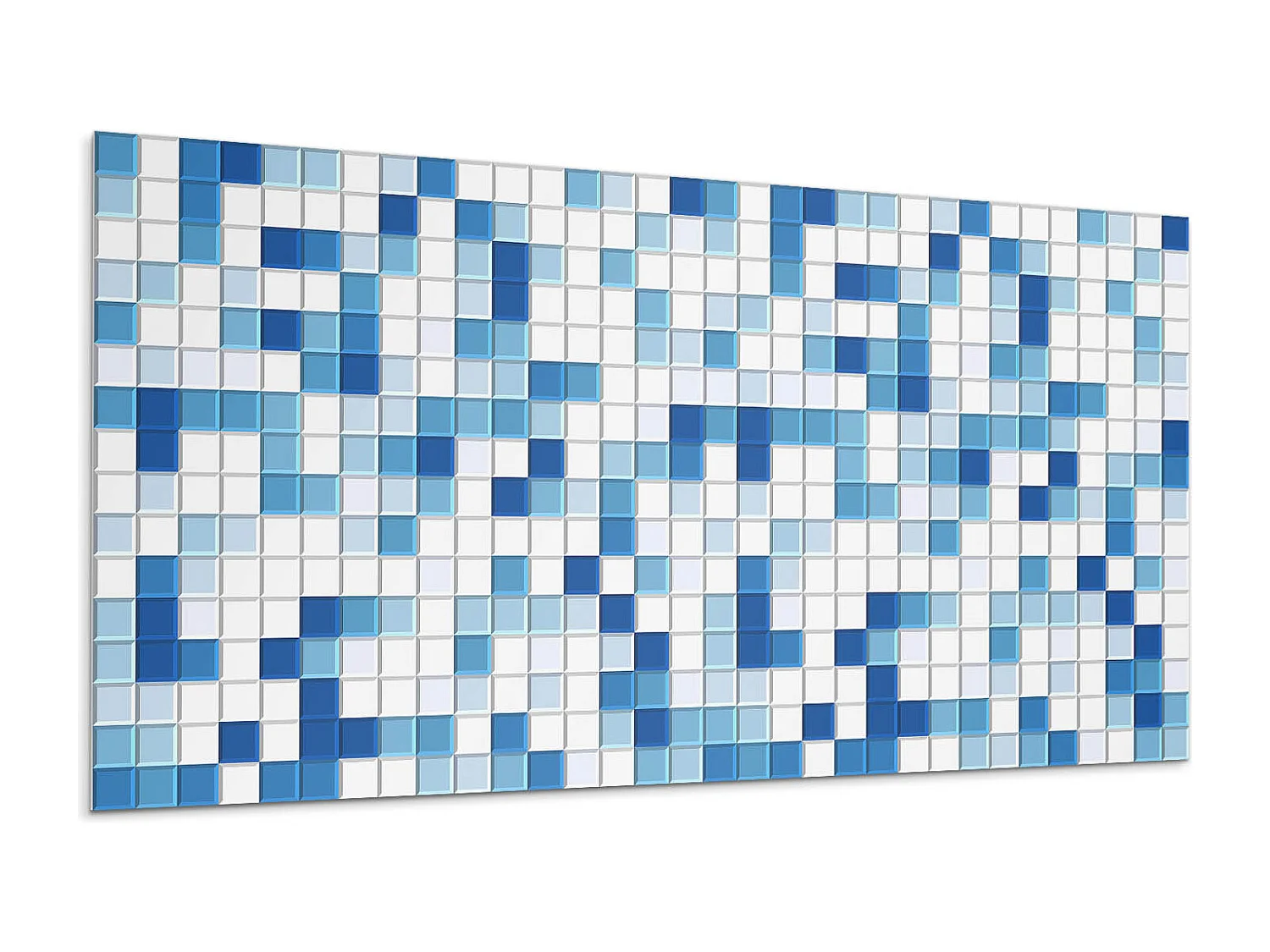 Panneaux muraux autocollants en vinyle imperméable - 6x60x30 cm - Mosaïque dans les tons de bleu