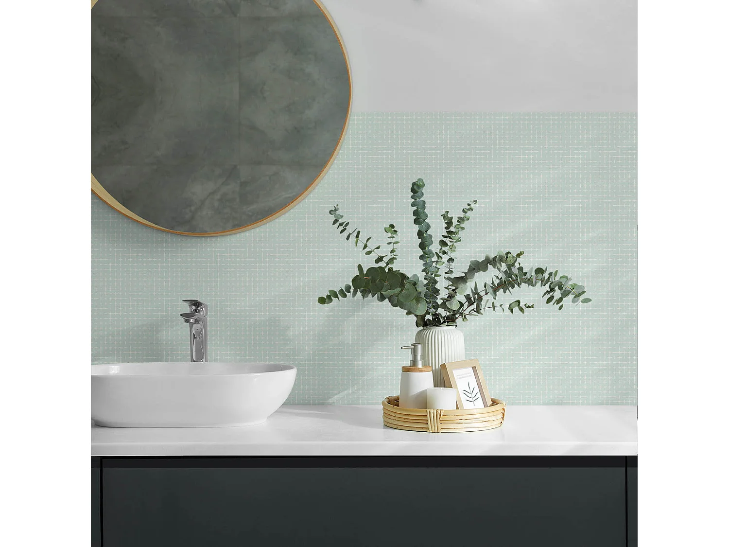 Wandpaneel selbstklebend, Wandverkleidung innen - 10x40x20 cm - Geometrie von Linien und Kreuzen