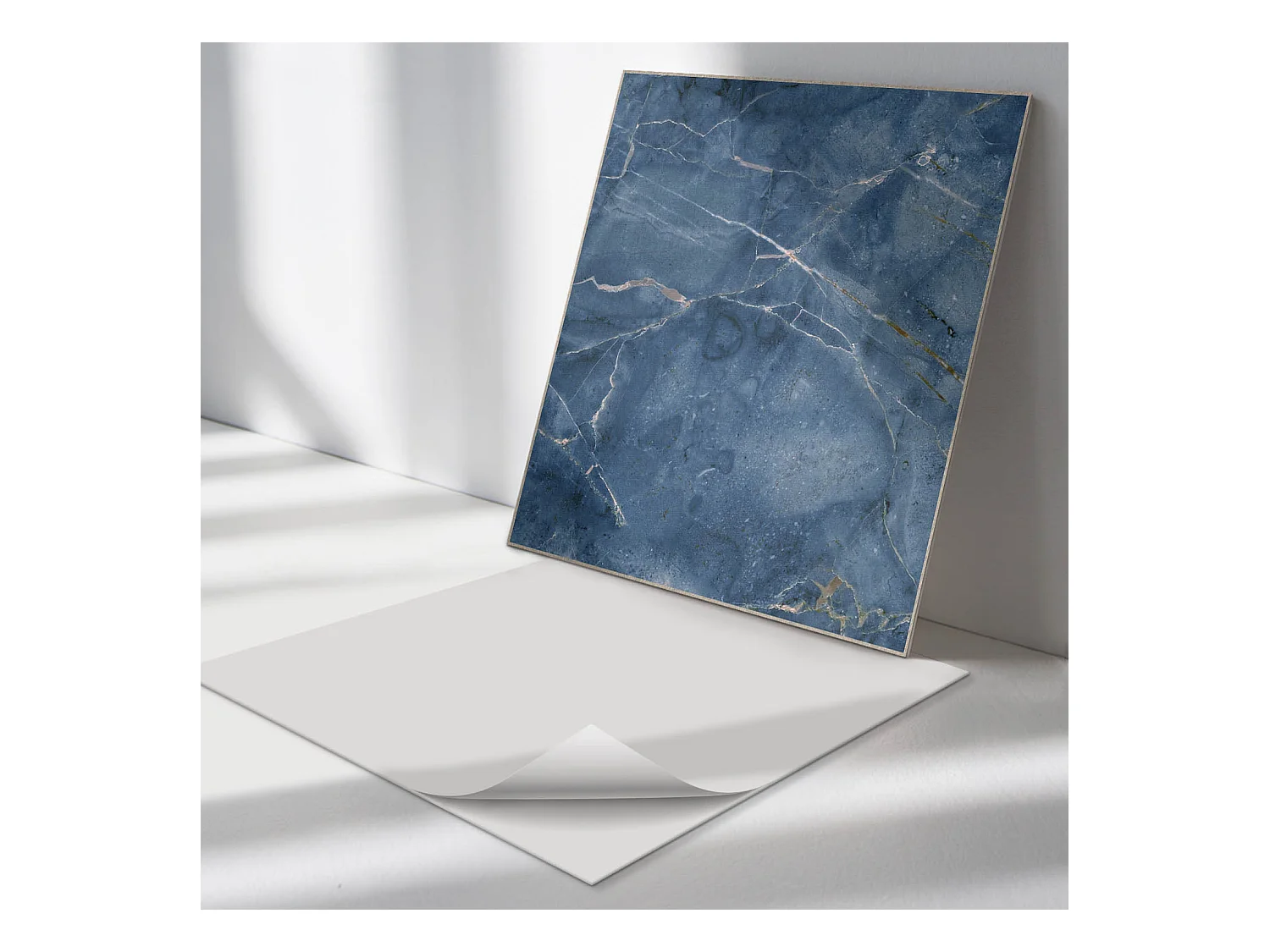 Panneaux muraux autocollants en vinyle imperméable - 4 x 50 x 50 cm - Motif en pierre naturelle