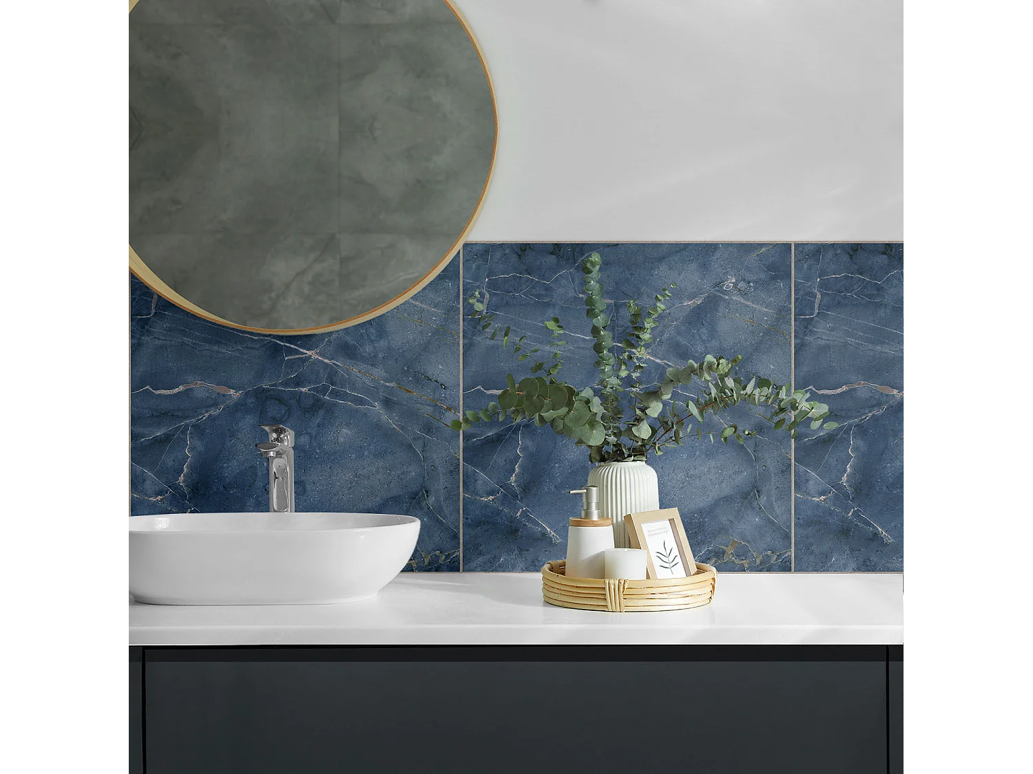 Panneaux muraux autocollants en vinyle imperméable - 4 x 50 x 50 cm - Motif en pierre naturelle