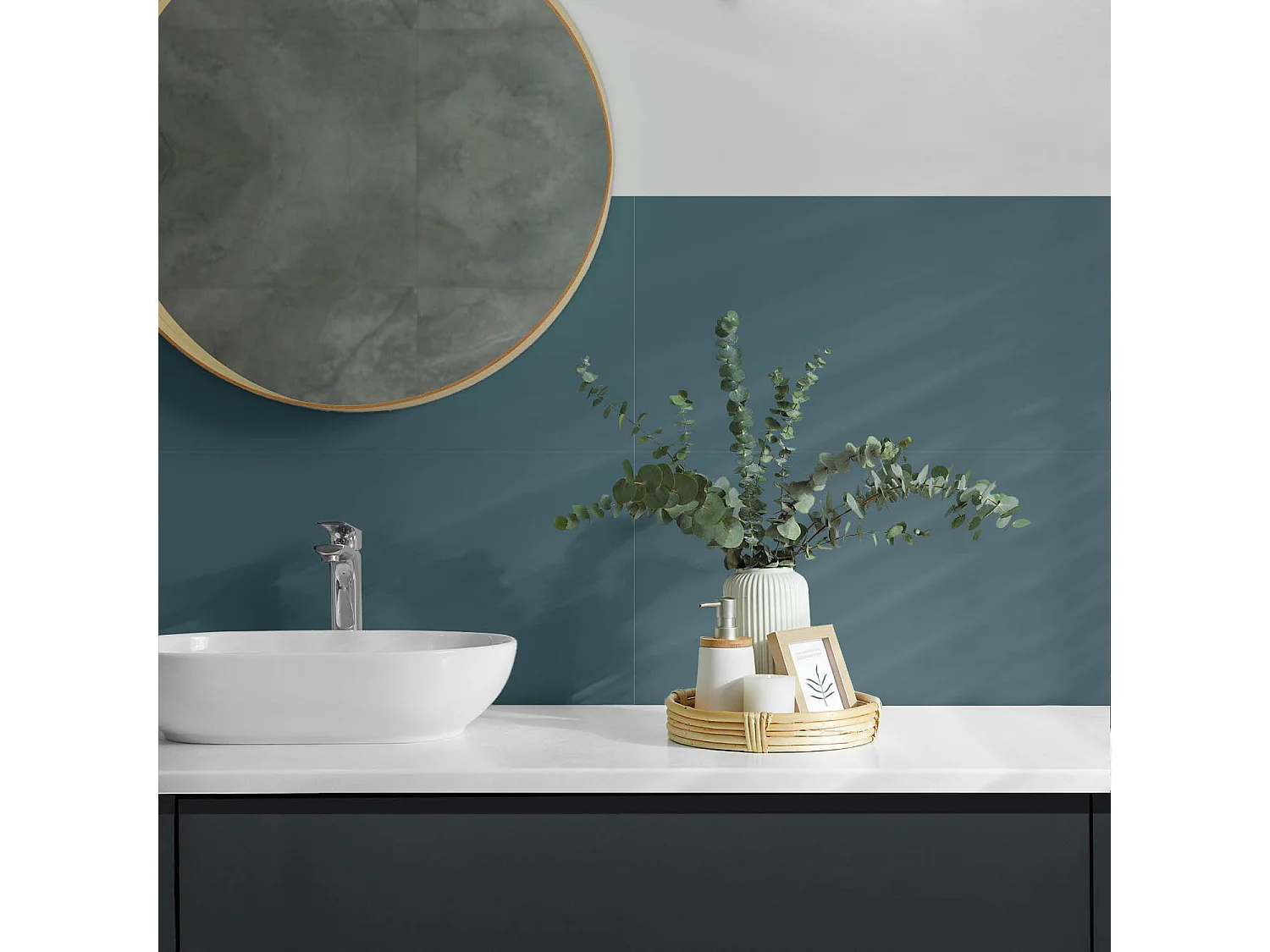 Panneaux muraux autocollants en vinyle imperméable - 6x60x30 cm - Couleur Sarcelle foncé