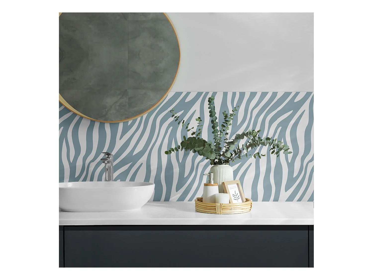 Panneaux muraux autocollants en vinyle imperméable - 4 x 50 x 50 cm - Motif zébré