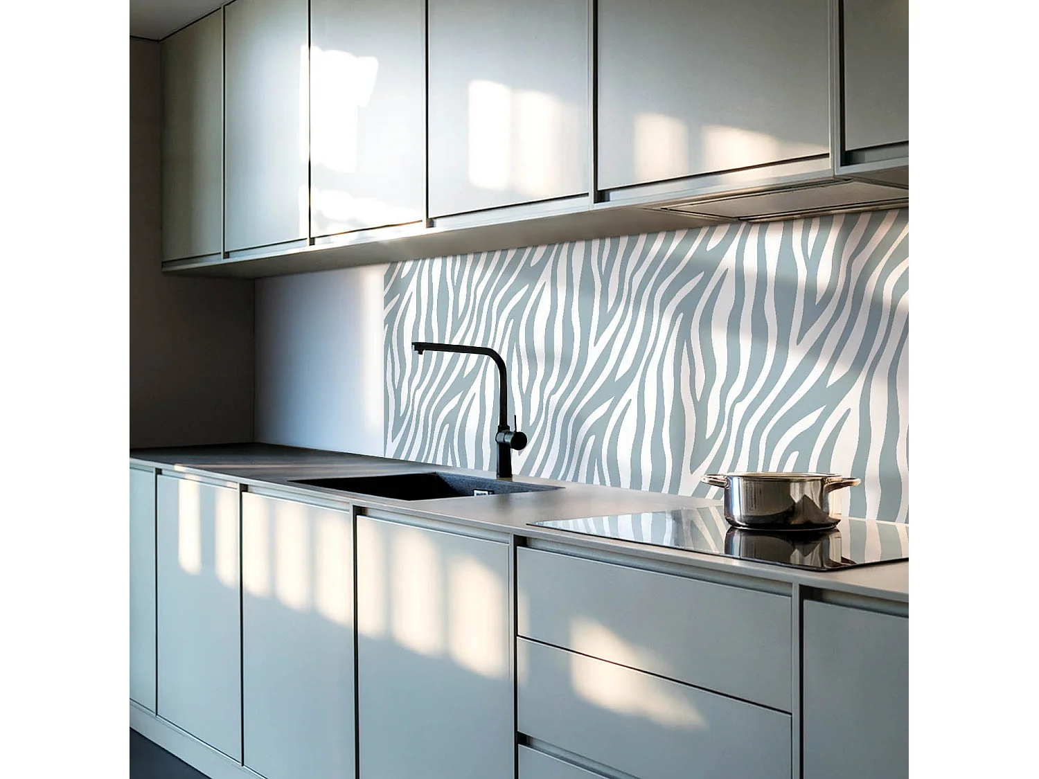 Wandpaneel selbstklebend, Wandverkleidung innen - 4 x 50 x 50 cm - Zebraartiges Muster