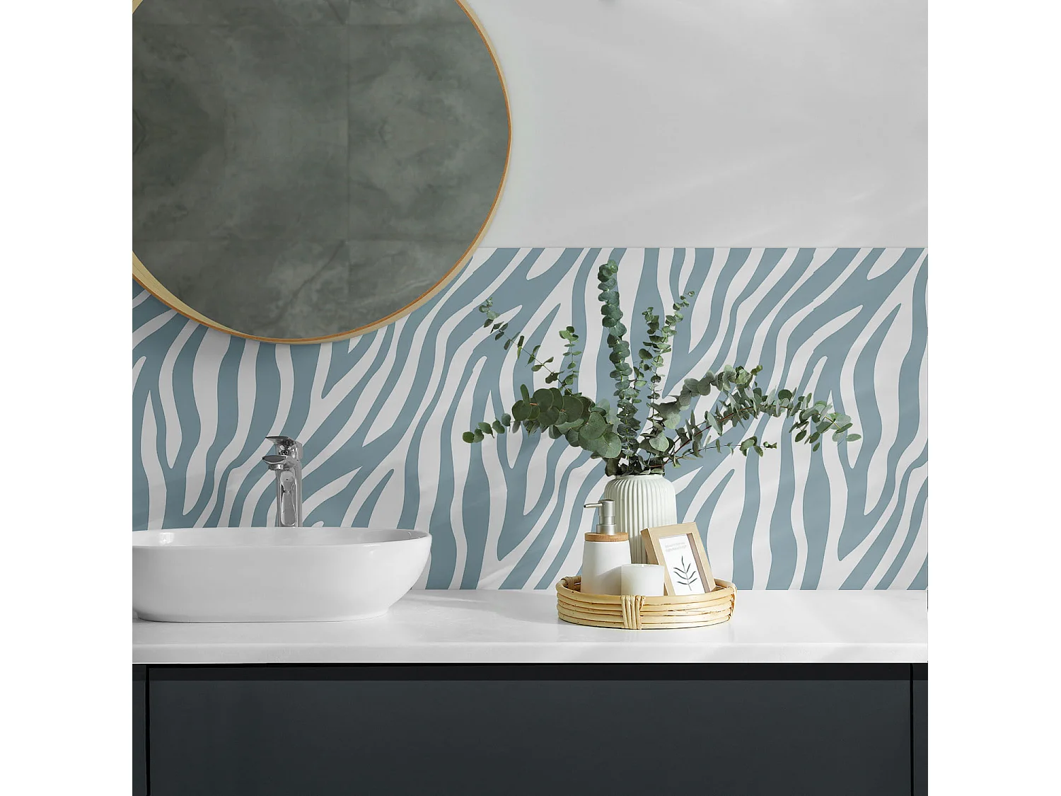 Wandpaneel selbstklebend, Wandverkleidung innen - 4 x 50 x 50 cm - Zebraartiges Muster