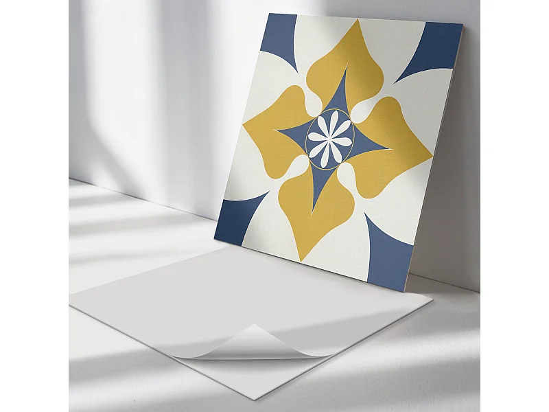 Wandpaneel selbstklebend, Wandverkleidung innen - 4 x 50 x 50 cm - Blumenmuster mit Symmetrie