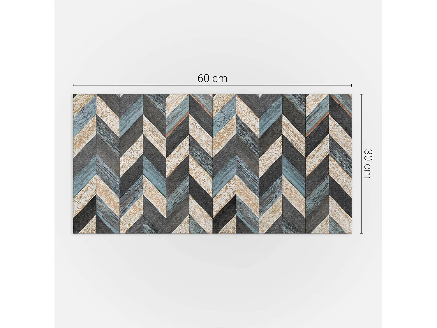 Panneaux muraux autocollants en vinyle imperméable - 6x60x30 cm - Modèle en zigzag avec du bois