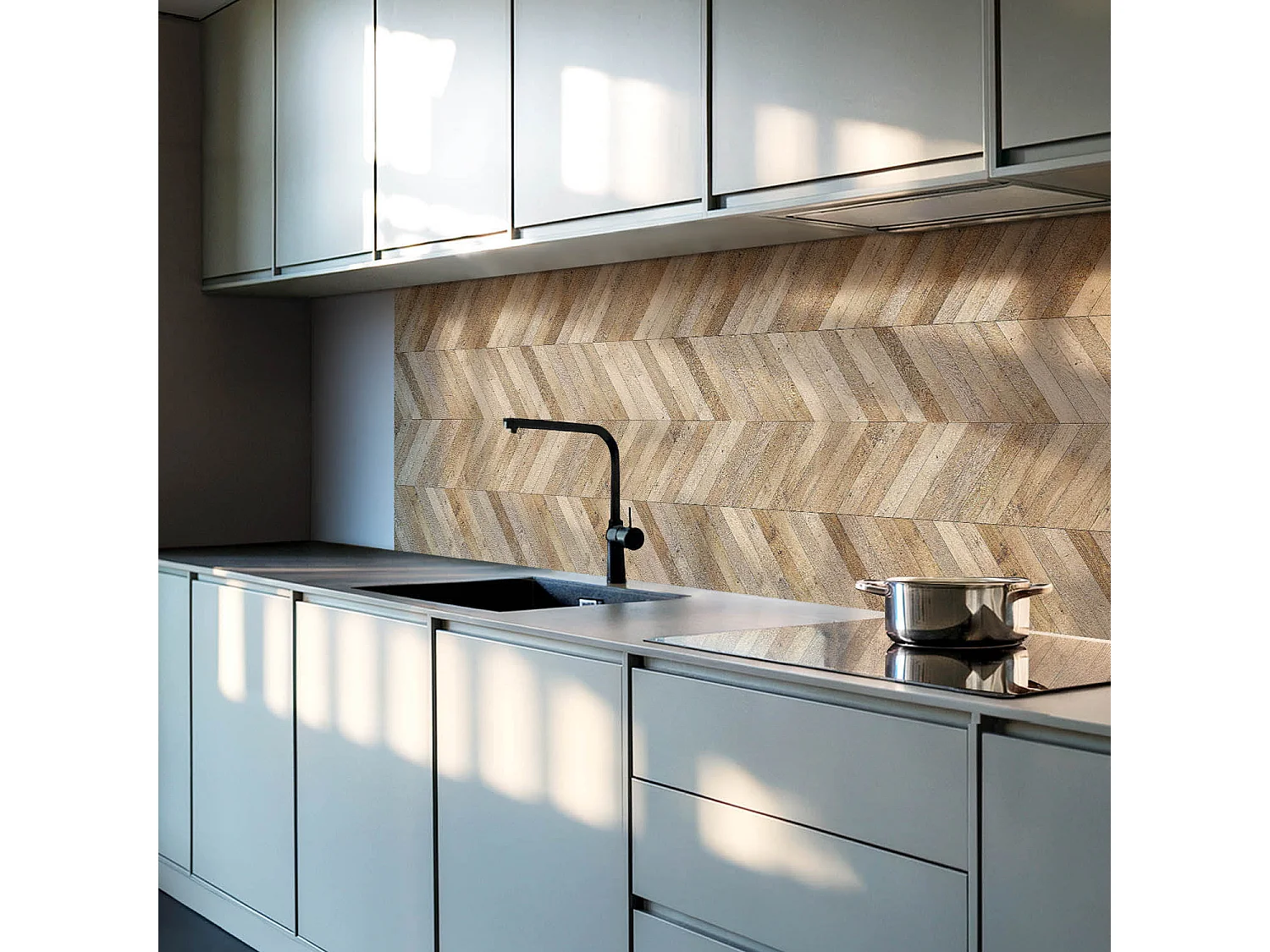 PVC wandpaneel, Vinyl wandverkleidung selbstklebend- 120x60 cm - Fischgrätenmuster aus Holz