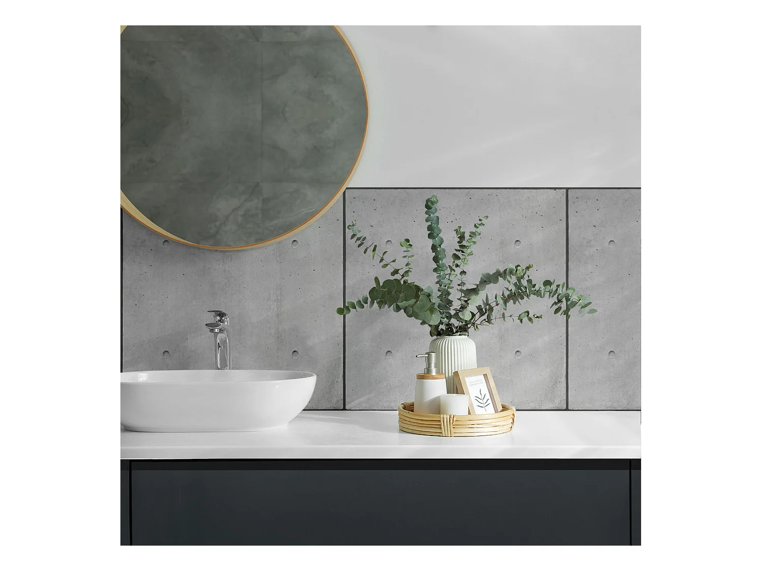 Zelfklevende wandbekleding, PVC wandpaneel, Vinyl wandbekleding - 4 x 50 x 50 cm - Ruwe betontextuur