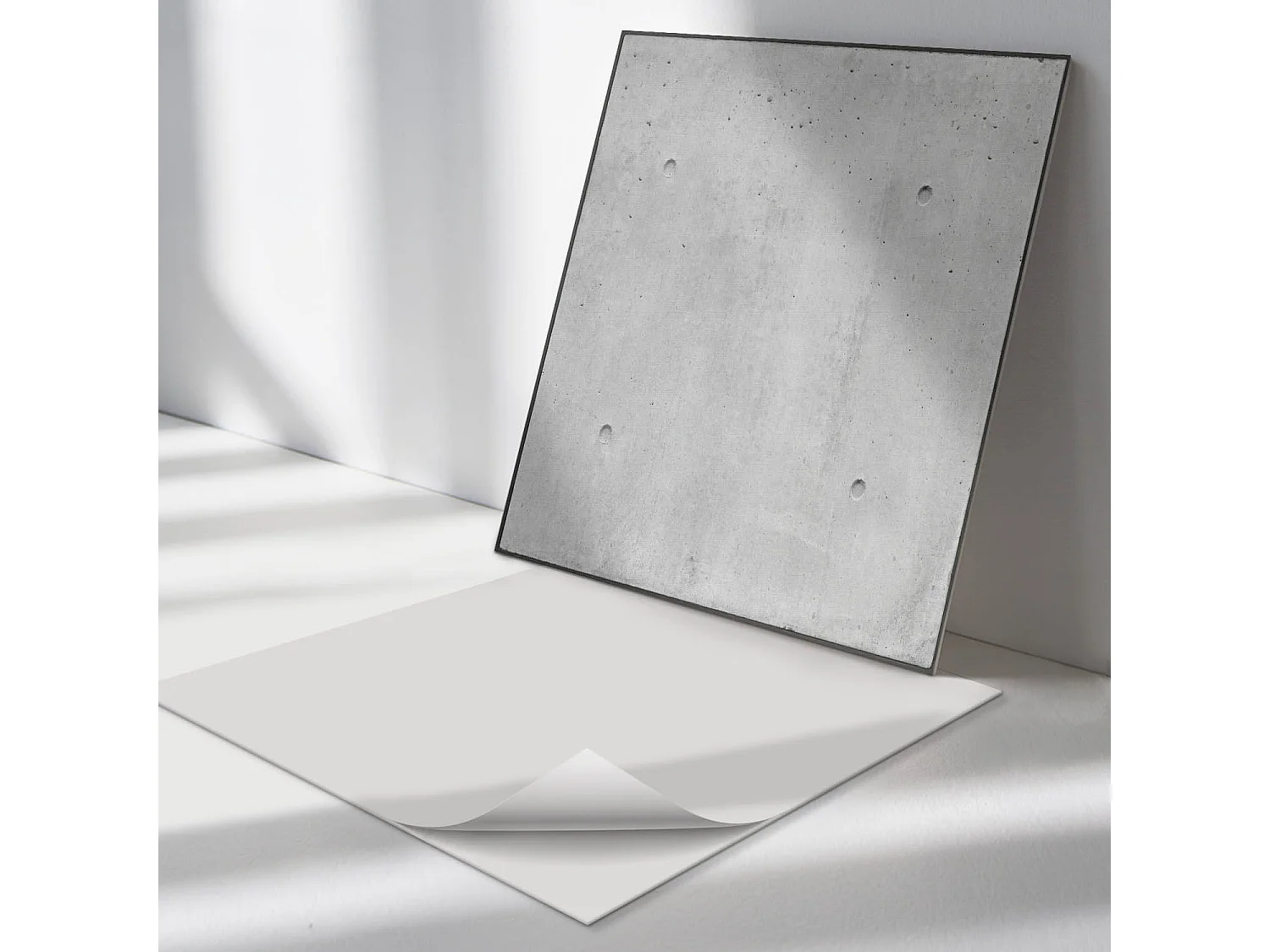 Panneaux muraux autocollants en vinyle imperméable - 4 x 50 x 50 cm - Texture de béton brut