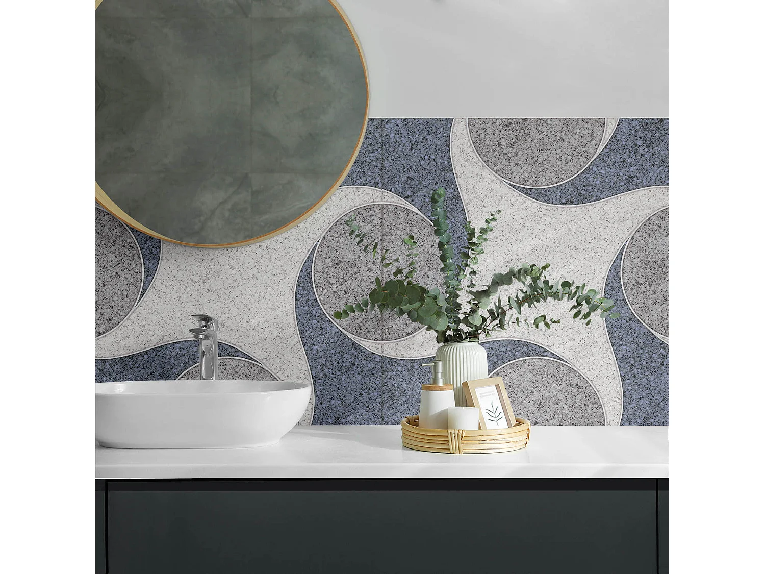 PVC wandpaneel, Vinyl wandverkleidung selbstklebend- 120x60 cm - Abstraktes Mosaikmuster