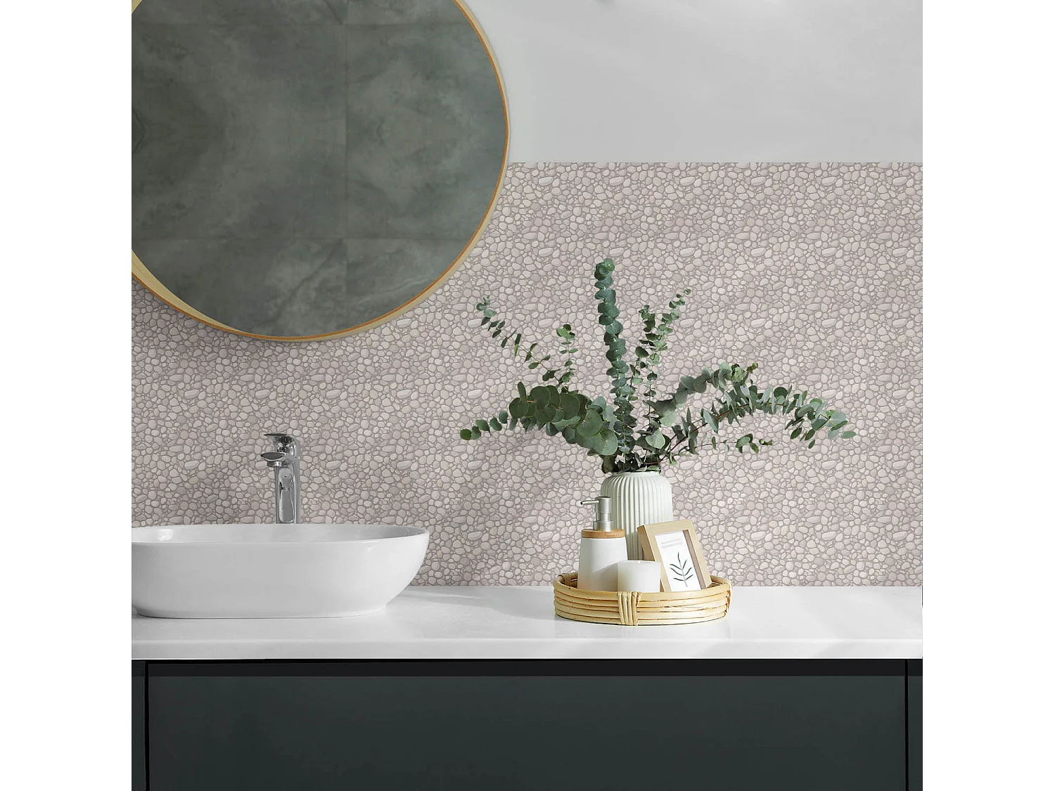 Panneaux muraux autocollants en vinyle imperméable - 10x40x20 cm - Motif en pierre naturelle