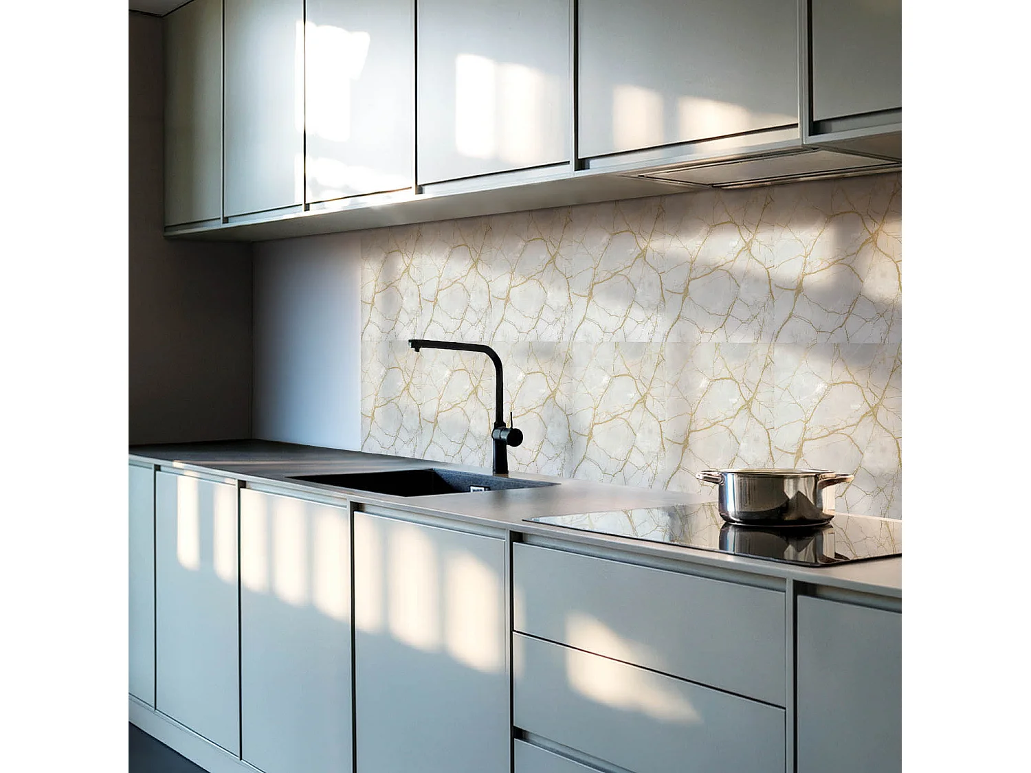 Panneaux muraux autocollants en vinyle imperméable - 6x60x30 cm - Modèle de marbre élégant