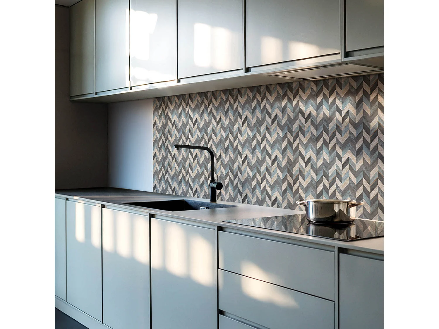 Wandpaneel selbstklebend, Wandverkleidung innen - 10x40x20 cm - Zickzackmuster mit Holz