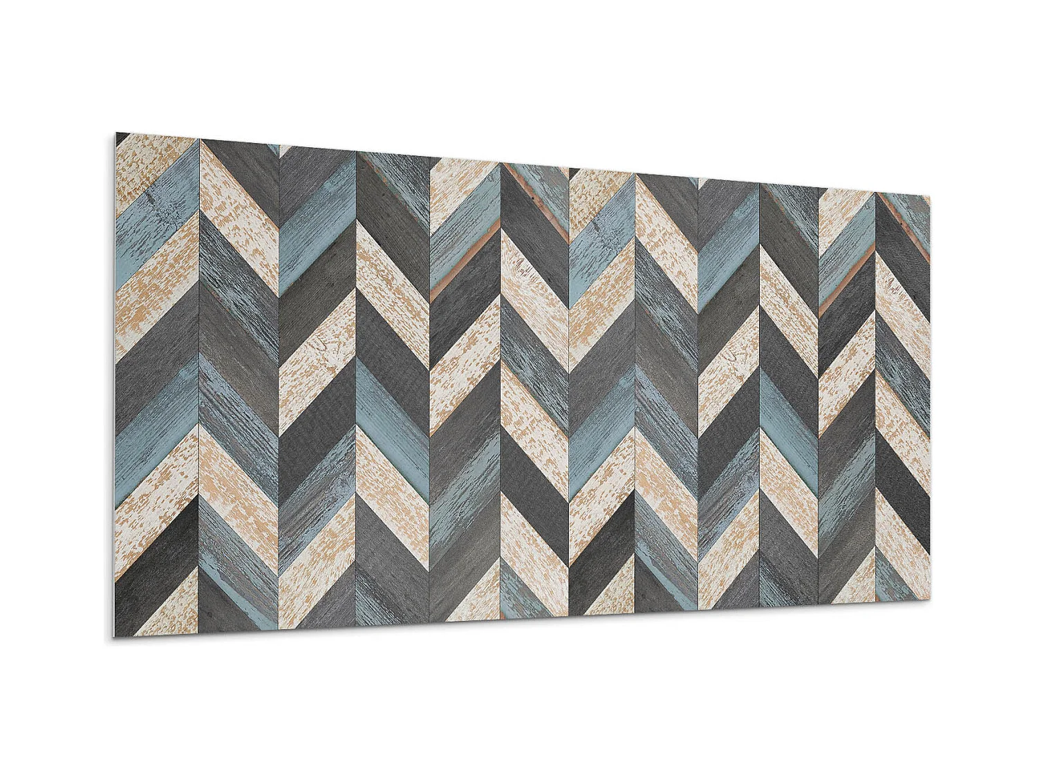 Panneaux muraux autocollants en vinyle imperméable - 10x40x20 cm - Modèle en zigzag avec du bois