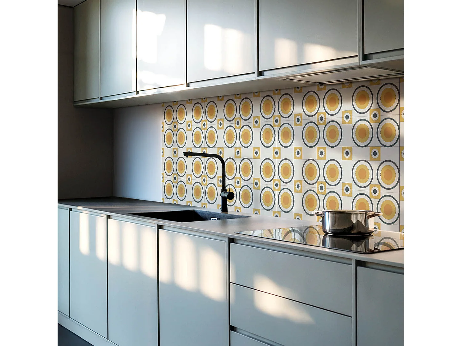 Panneaux muraux autocollants en vinyle imperméable - 6x60x30 cm - Géométrie des cercles et des carrés