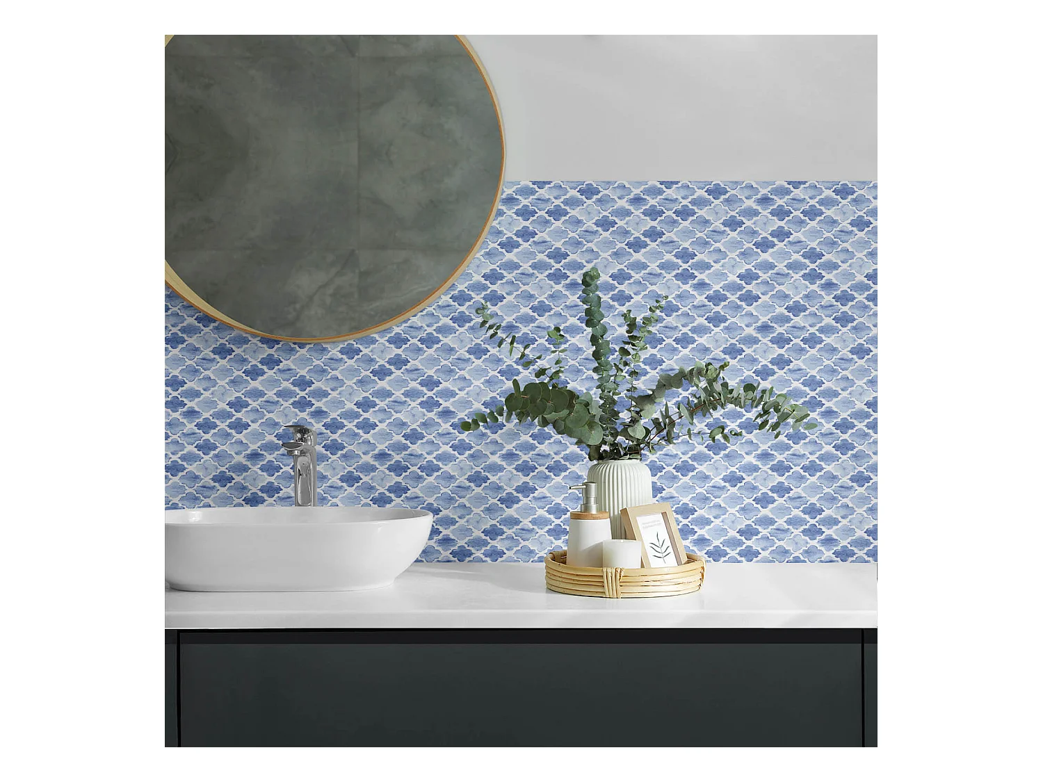 Panneaux muraux autocollants en vinyle imperméable - 10x40x20 cm - Modèle de style marocain