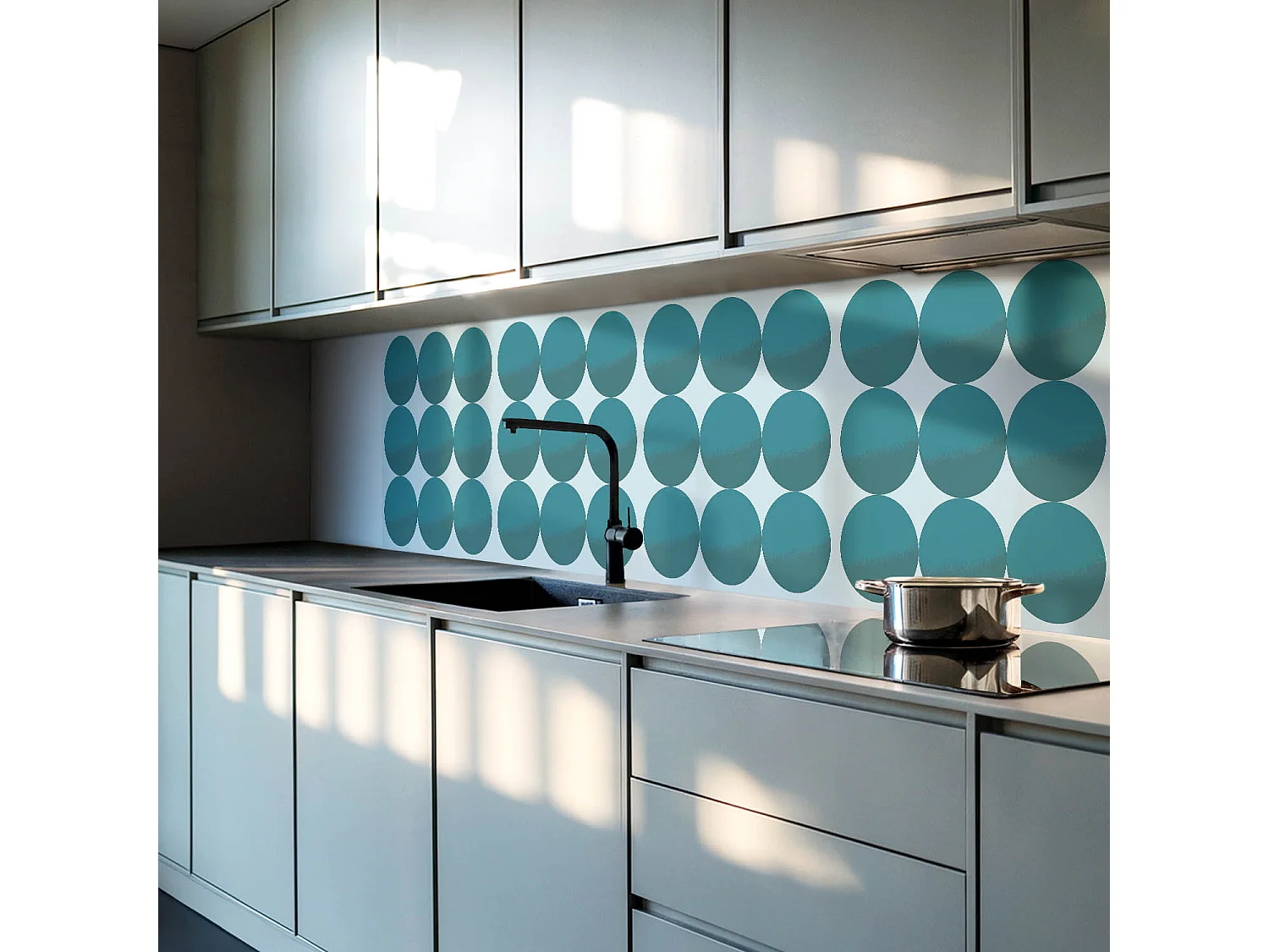 Wandpaneel selbstklebend, Wandverkleidung innen - 100x50 cm - Anordnung von Kreisen in einem Raster