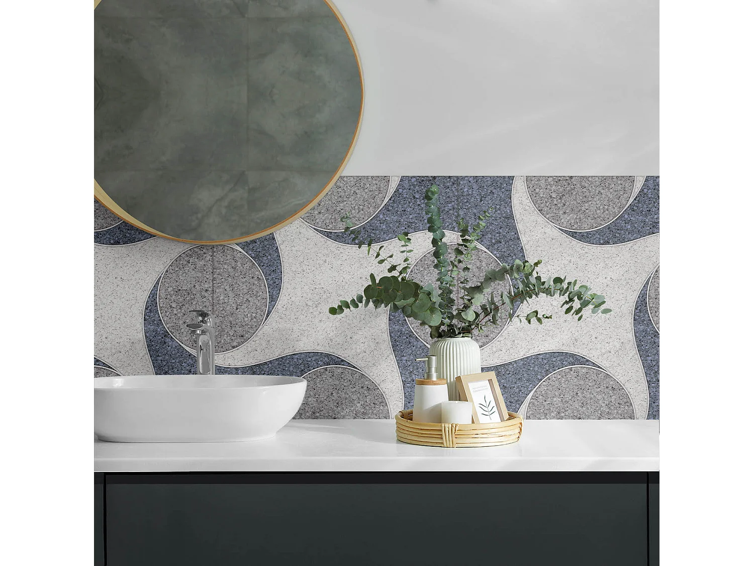 Wandpaneel selbstklebend, Wandverkleidung innen - 100x50 cm - Abstraktes Mosaikmuster