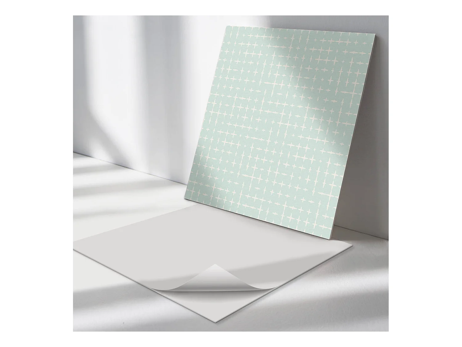 Panneaux muraux autocollants en vinyle imperméable - 4 x 50 x 50 cm - Géométrie des lignes et des croix