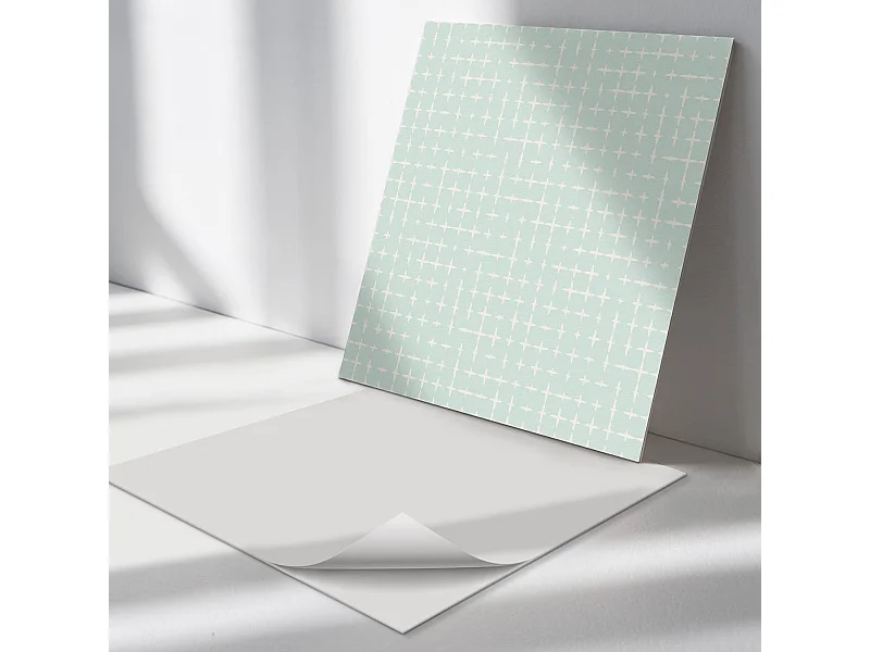 Wandpaneel selbstklebend, Wandverkleidung innen - 4 x 50 x 50 cm - Geometrie von Linien und Kreuzen