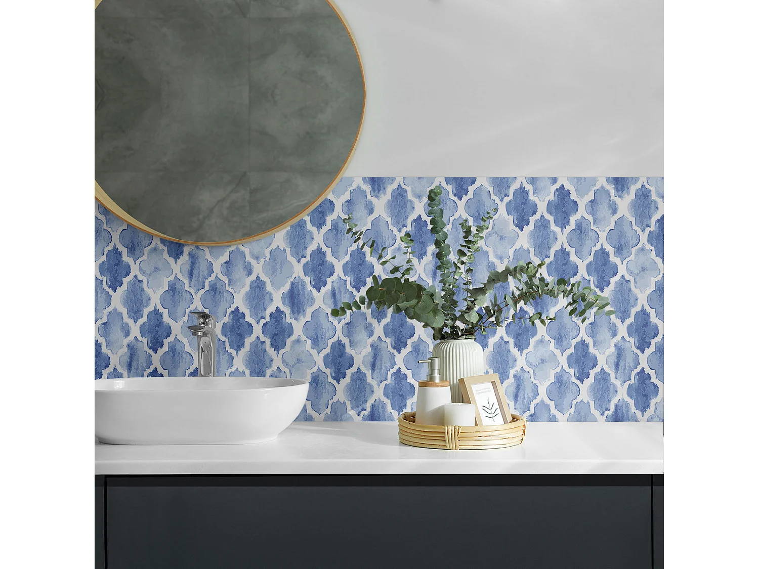 Panneaux muraux autocollants en vinyle imperméable - 4 x 50 x 50 cm - Modèle de style marocain